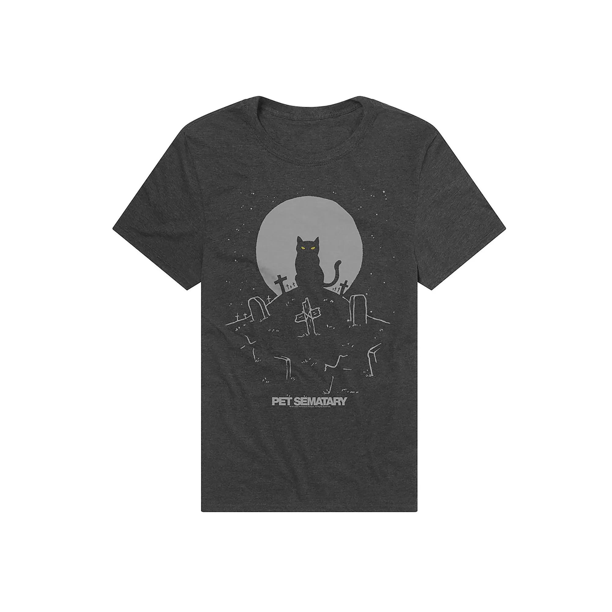 Men's Pet Semetary Cat With Tombstones Graphic Tee,  Product Image