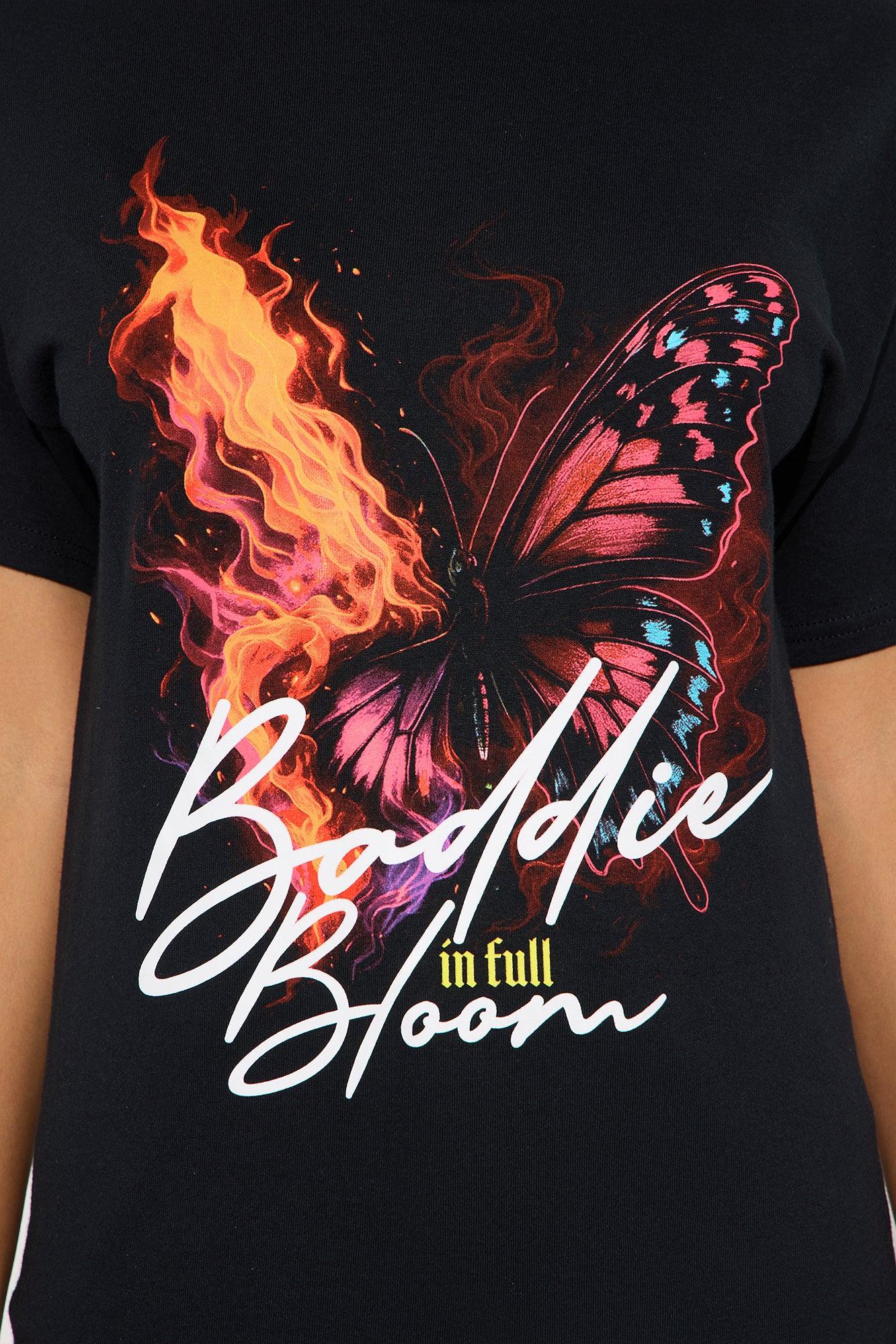 Baddie In Bloom Butterfly Tee - Black Female Product Image
