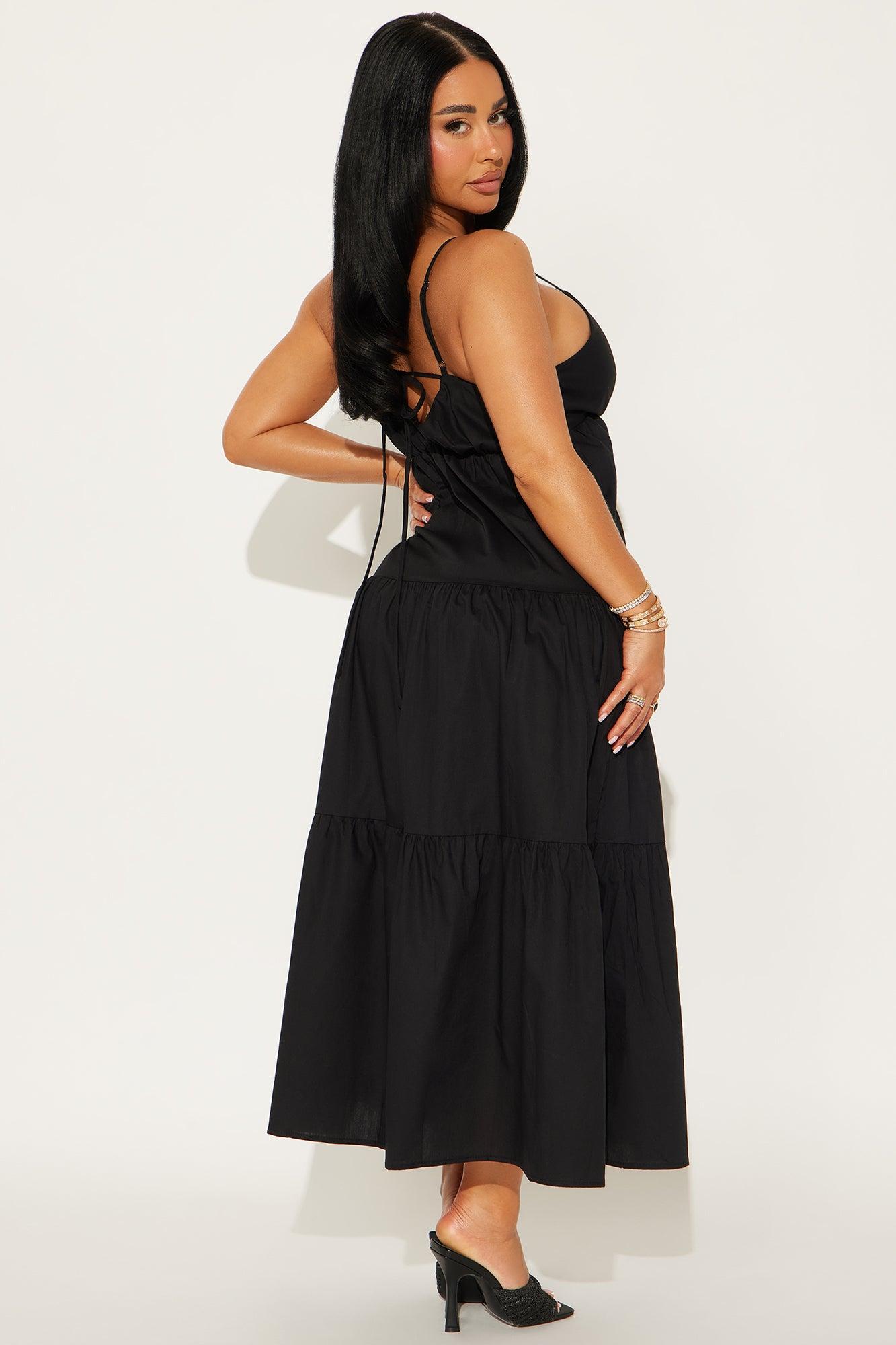 Audrey Poplin Midi Dress - Black Product Image
