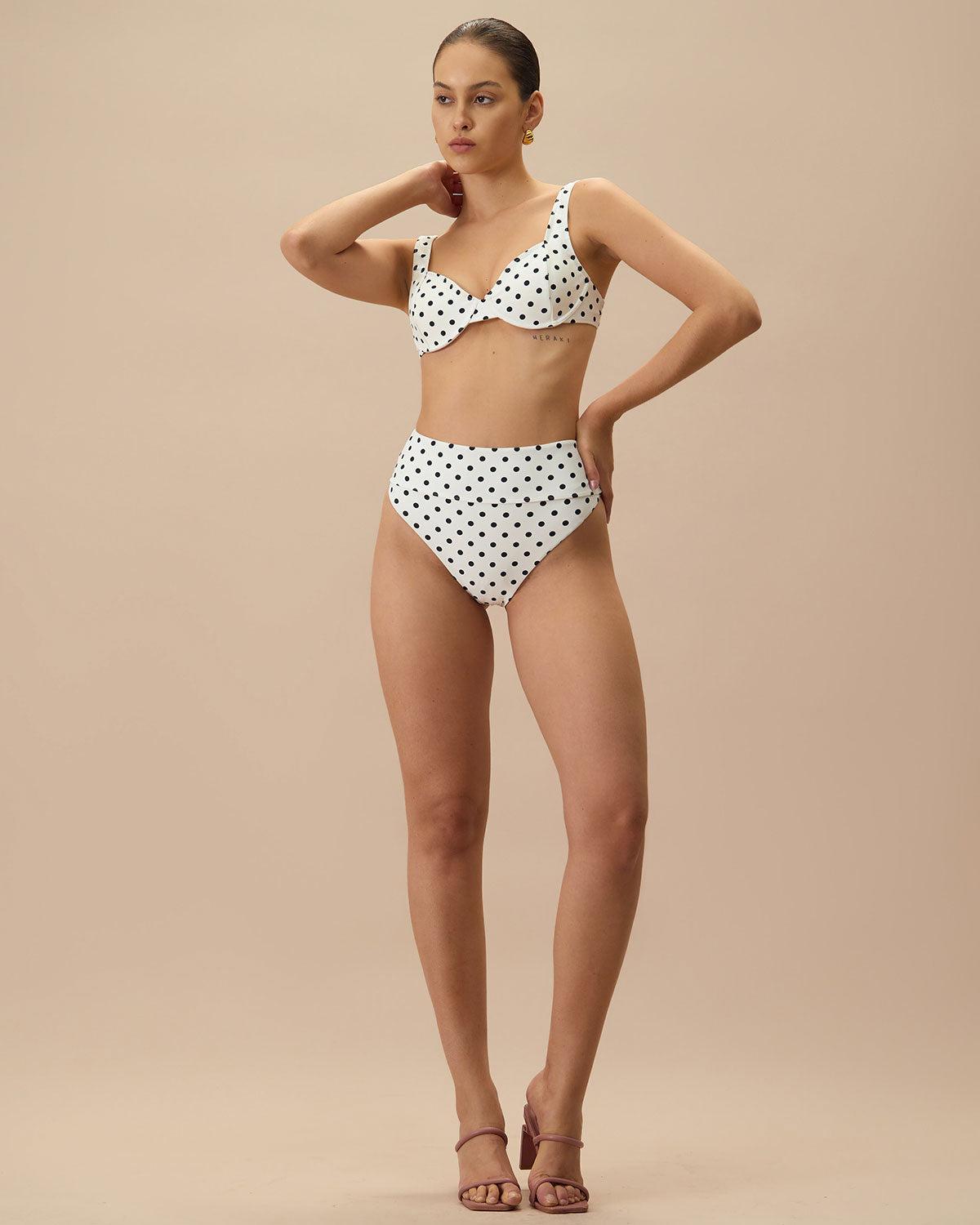 The White Polka Dot Underwire Bikini Top Product Image