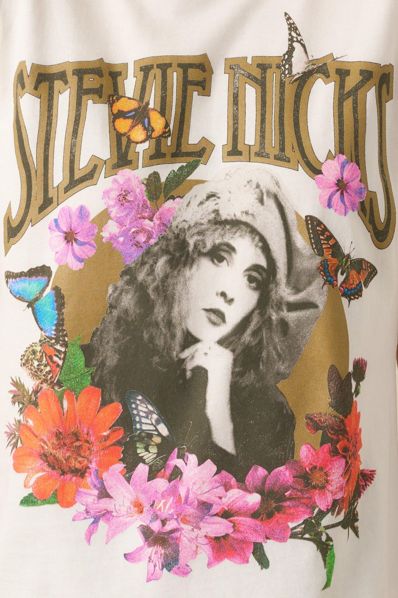 Stevie Nicks White Cotton Flower Collage Tour Tee Product Image
