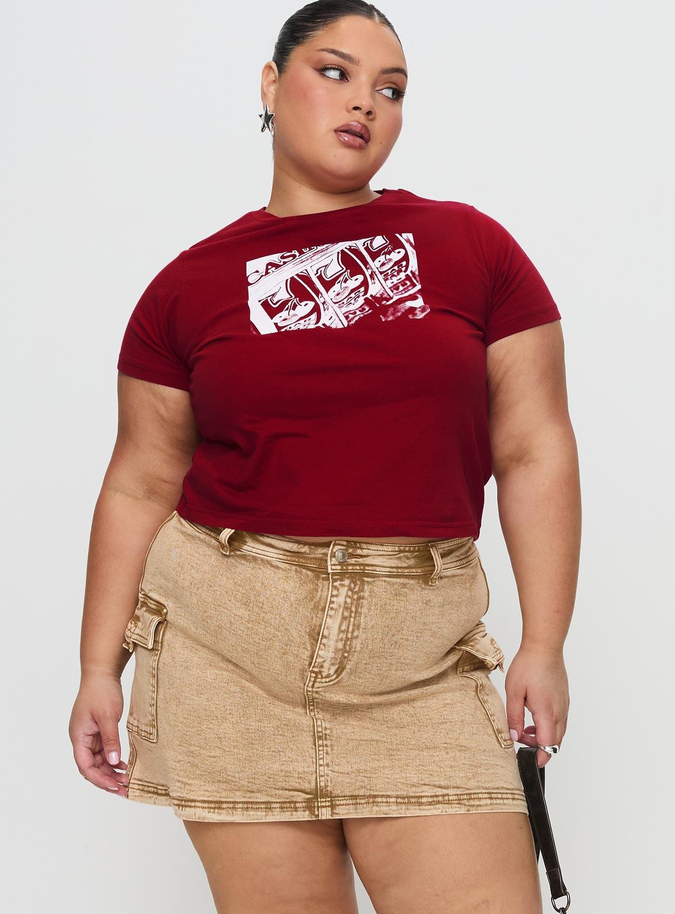 Velveta Low Rise Denim Skirt Camel Curve Product Image