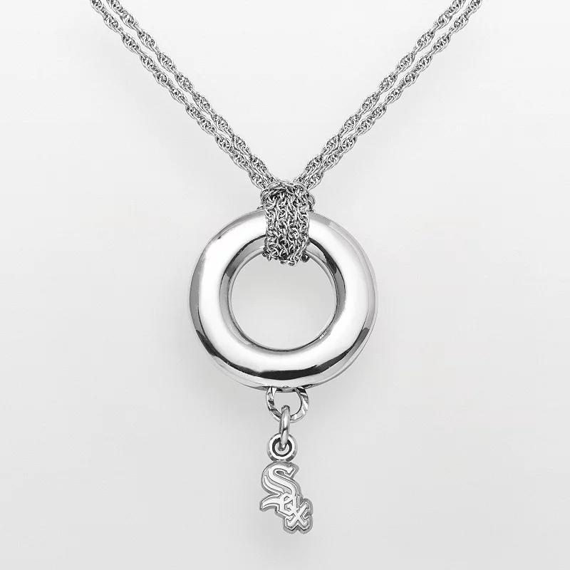 LogoArt Chicago White Sox Sterling Silver Logo Halo Pendant, Women's, Size: 16" Product Image