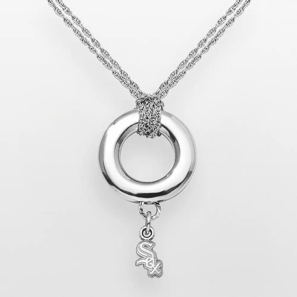 LogoArt Chicago White Sox Sterling Silver Logo Halo Pendant, Women's, Size: 16" Product Image