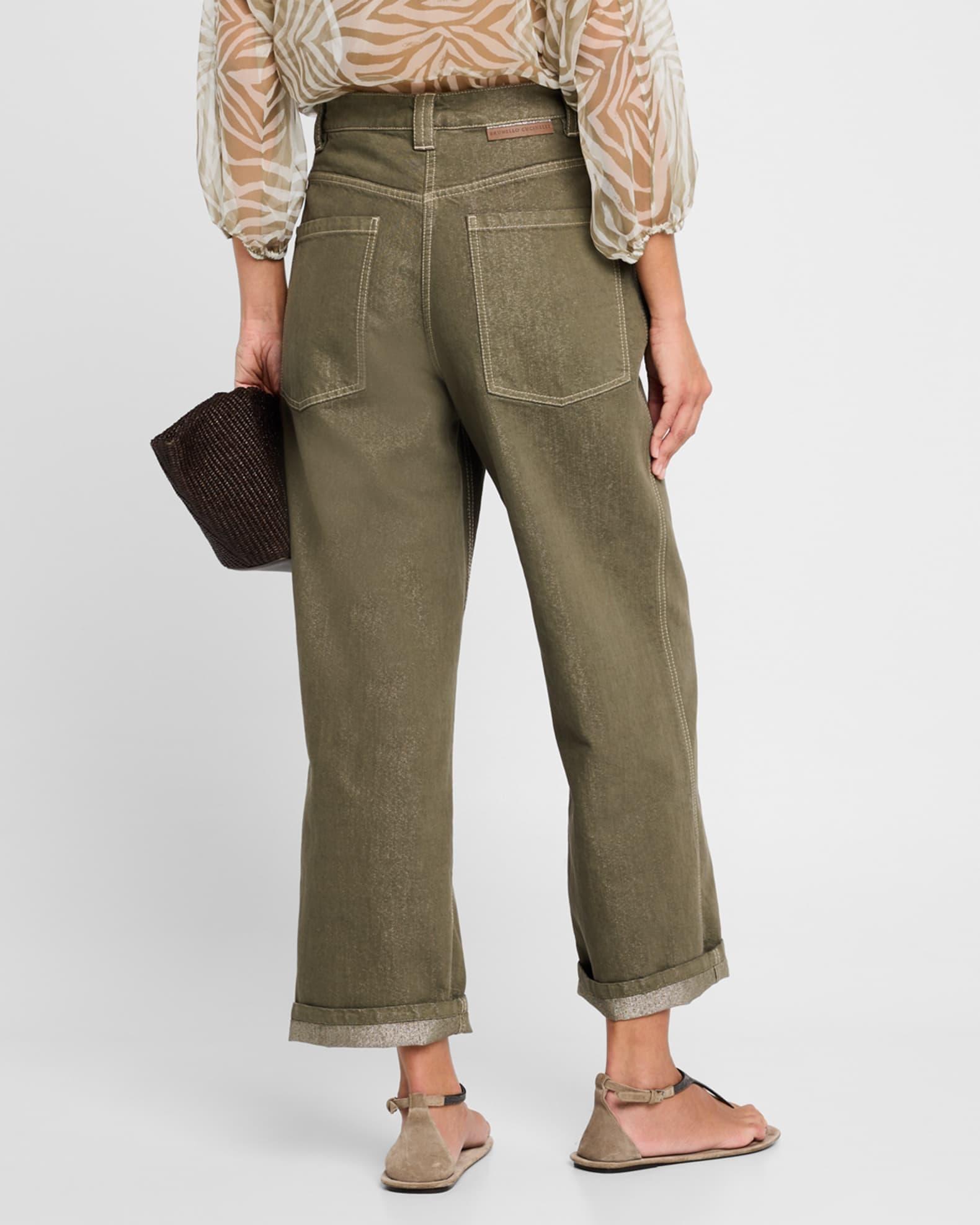 Metallic Garment Dye Straight-Leg Ankle Jeans Product Image