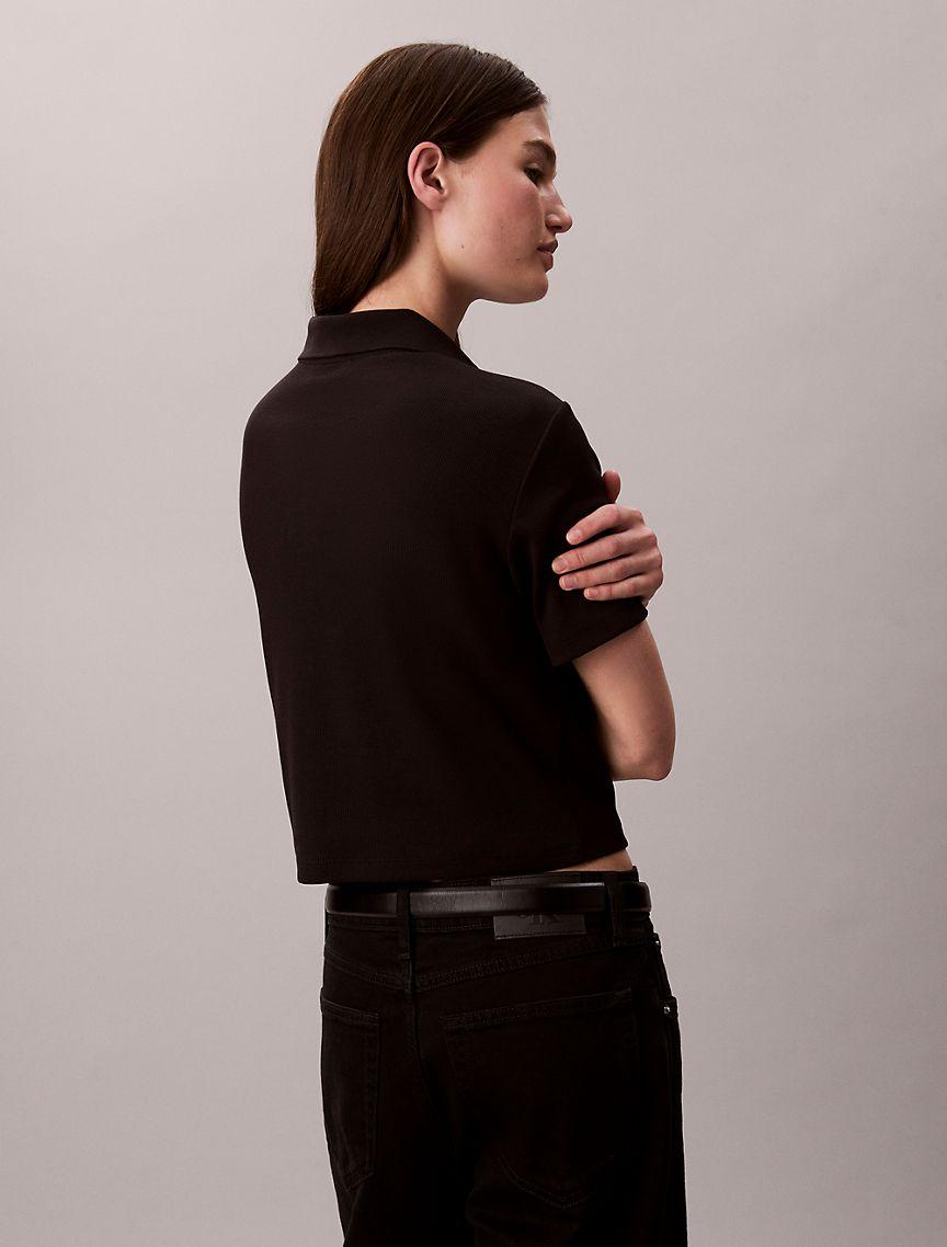 Cotton Contour Rib Polo Tee Product Image