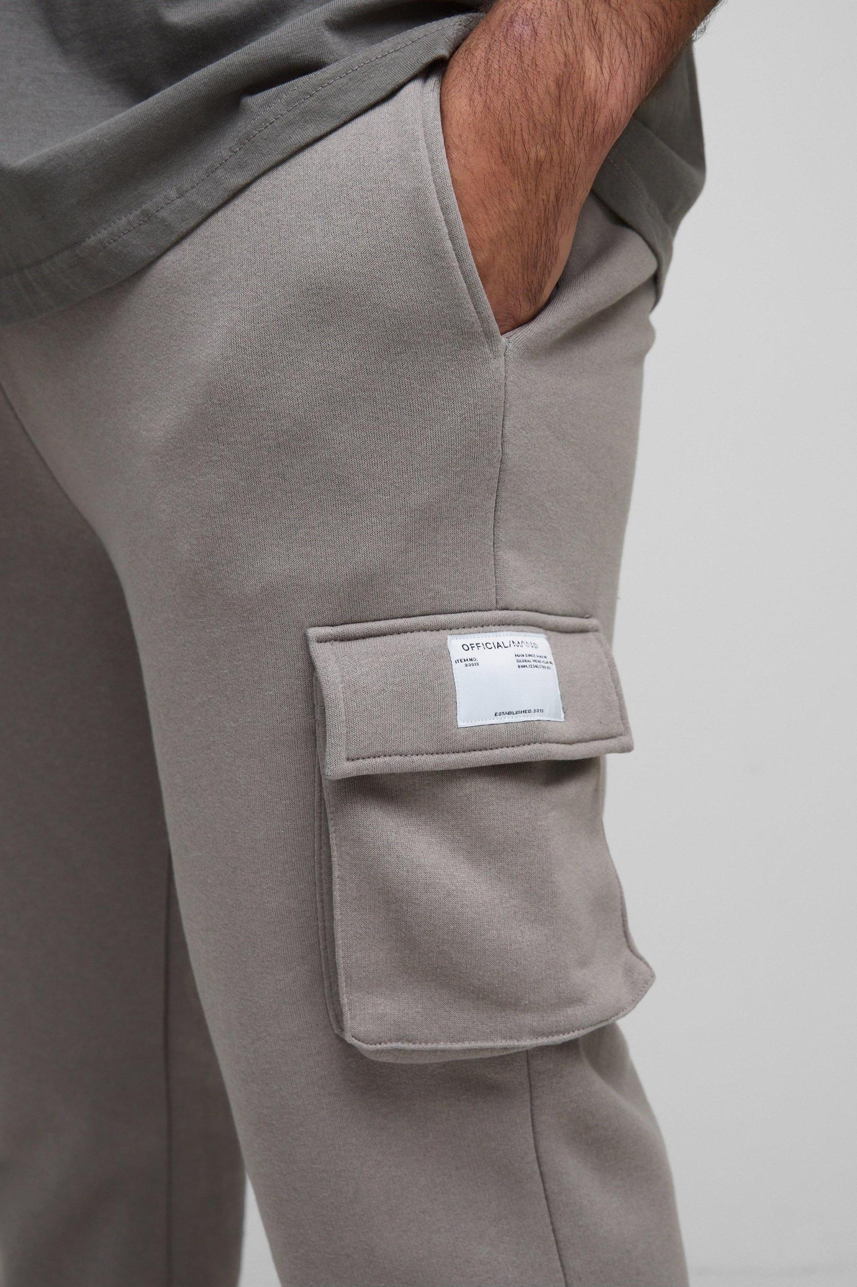 Plus Slim Fit Super Stacked Woven Tab Cargo Sweatpants | boohooMAN USA Product Image