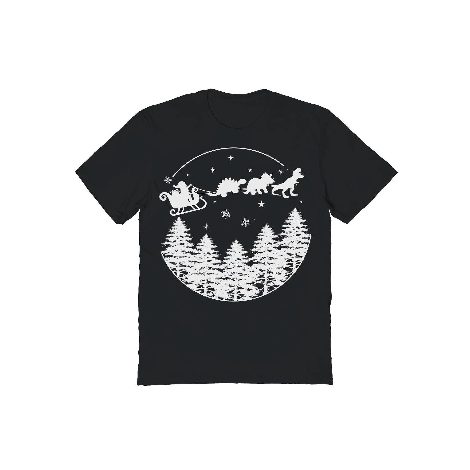 Men's Dinosaur Ride Christmas Graphic Tee, Adult Unisex,  Product Image