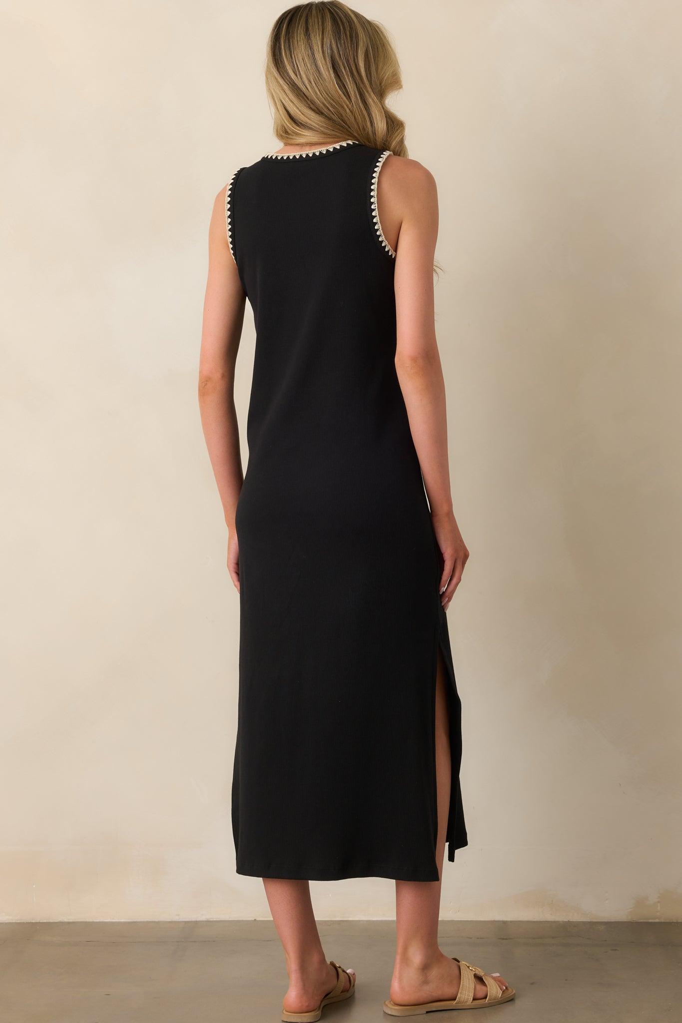 Z Supply Black Cotton Delamer Whipstitch Rib Midi Dress Product Image
