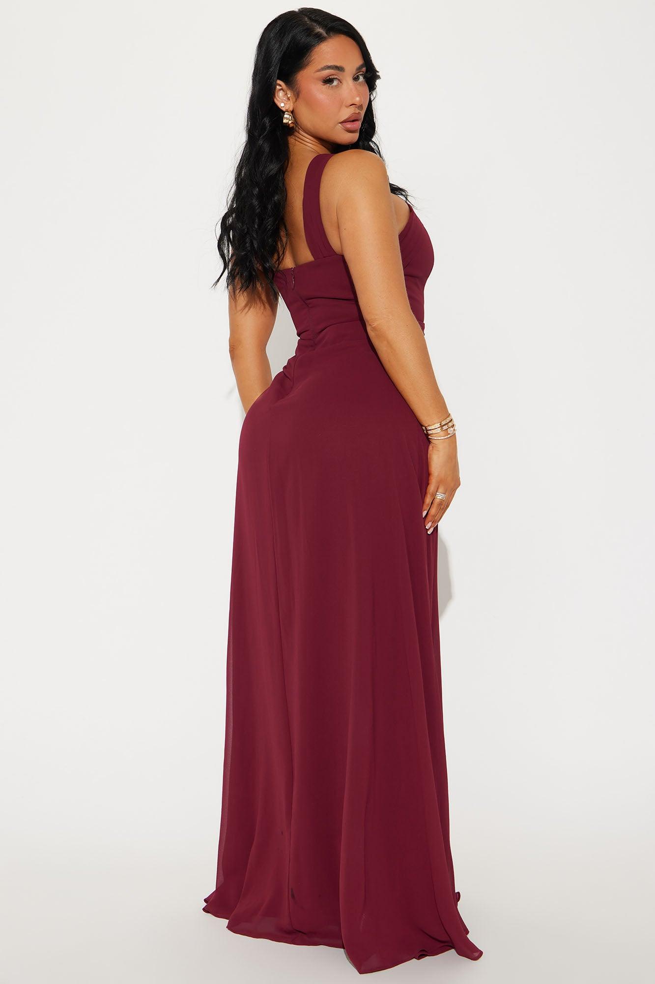 Natalie Chiffon Maxi Dress - Wine Product Image