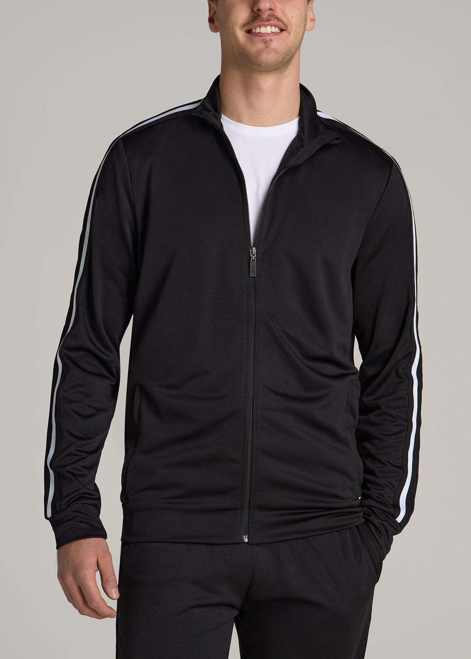 Athletic Stripe Jacket for Tall Men in Black-White Stripe Male Product Image