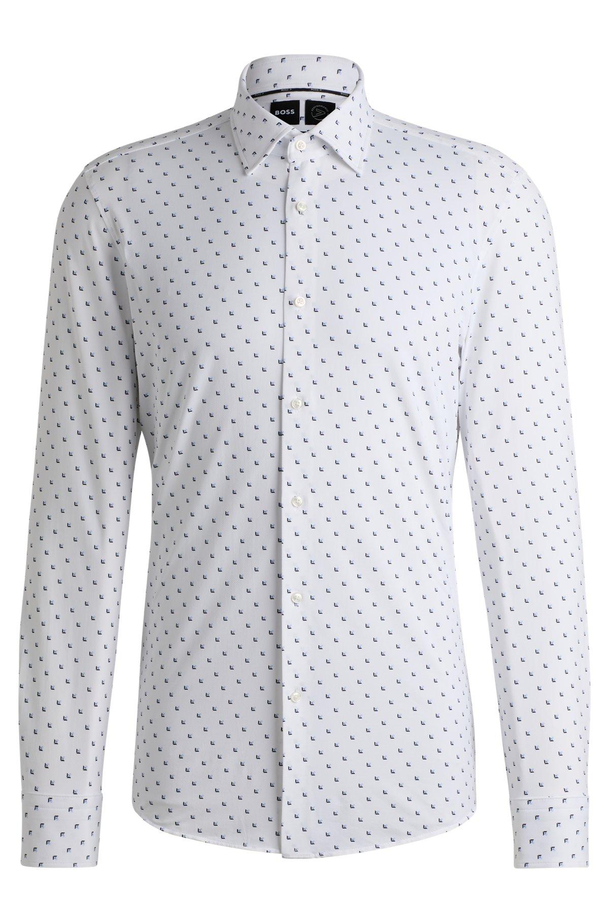 Slim-fit shirt in printed performance-stretch fabric Product Image
