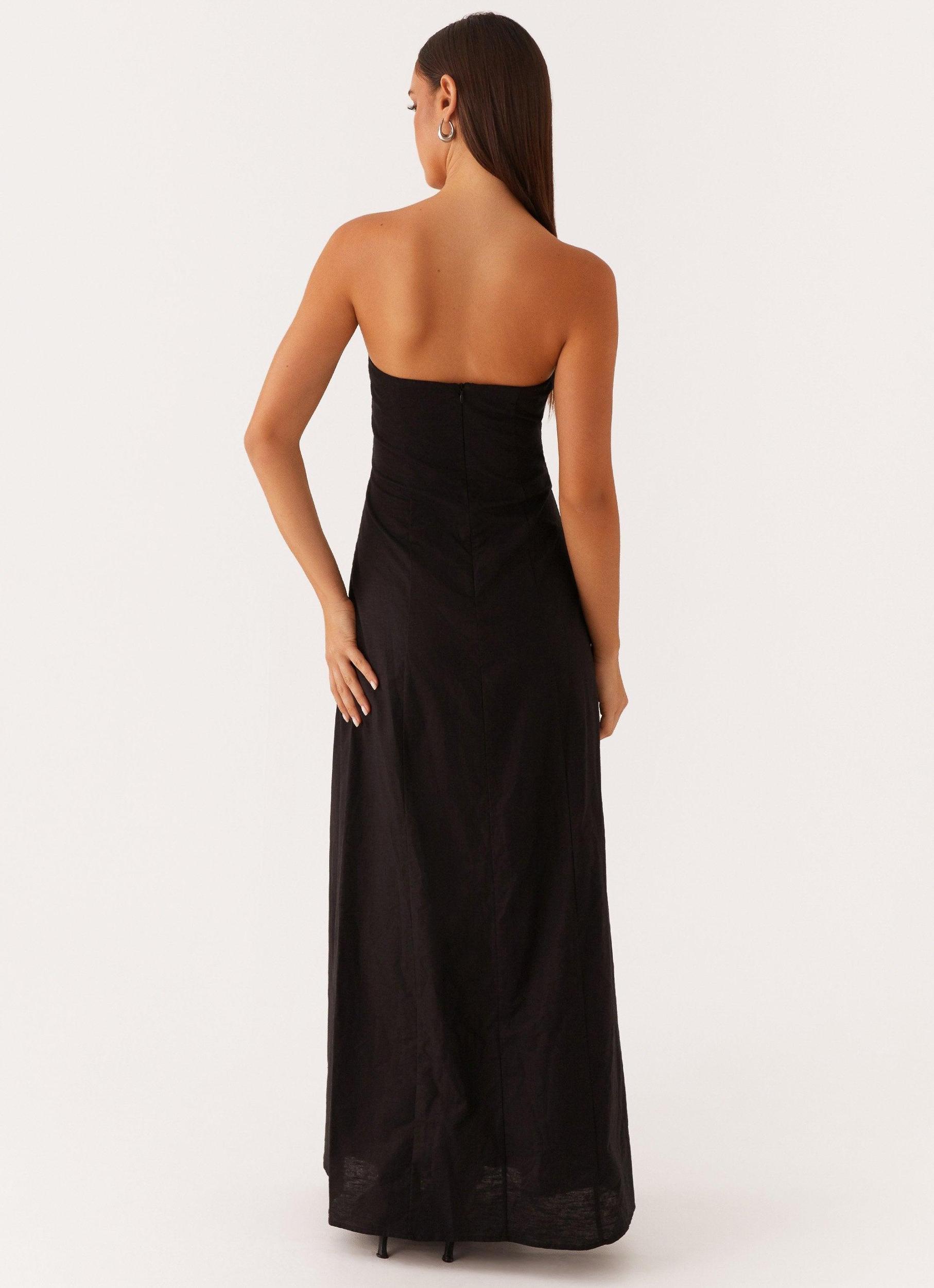Tayla Linen Maxi Dress - Black Product Image