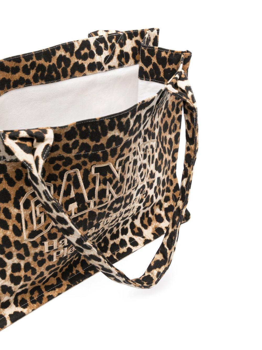 large leopard-print canvas tote bag Product Image