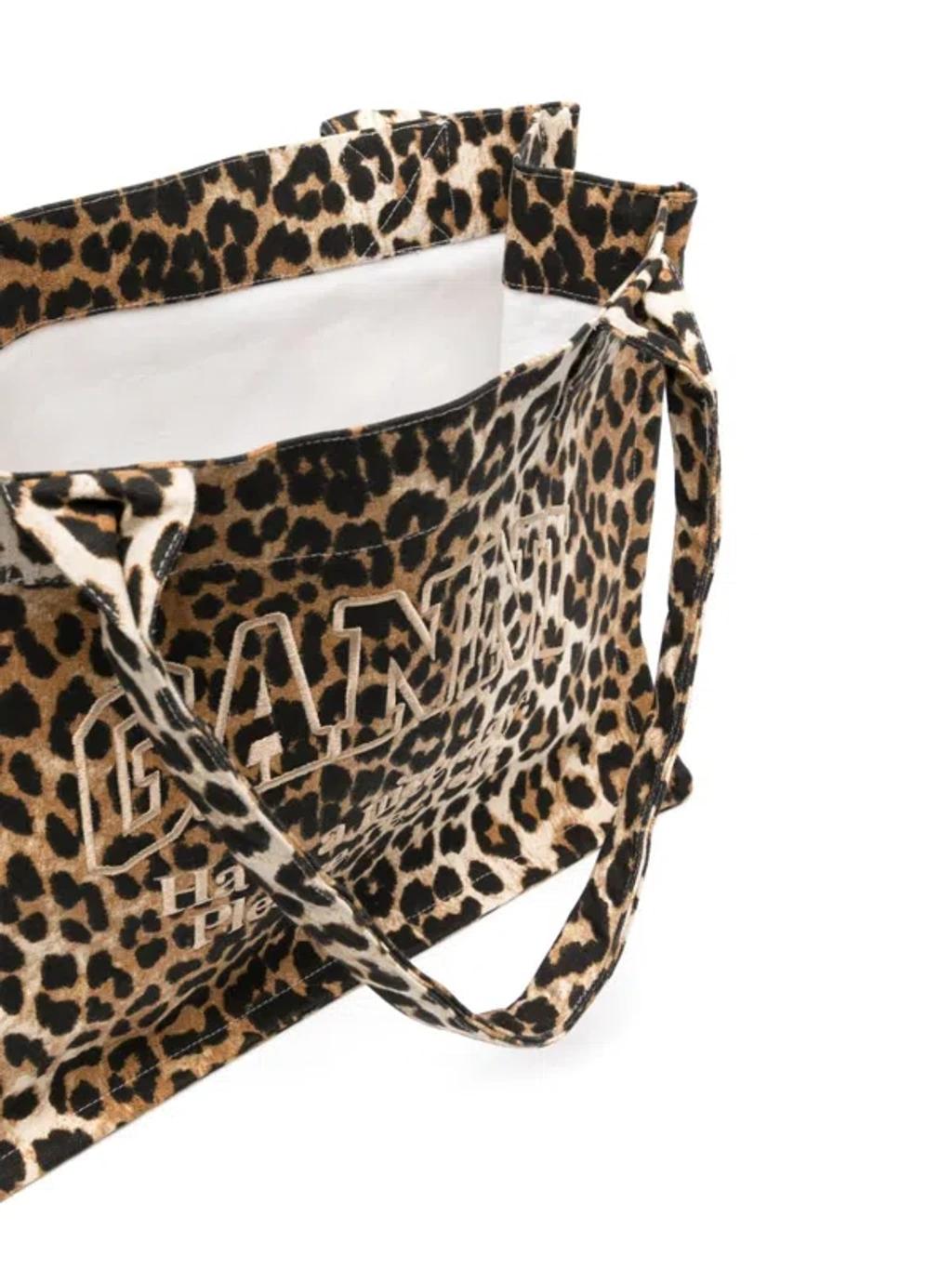 large leopard-print canvas tote bag Product Image