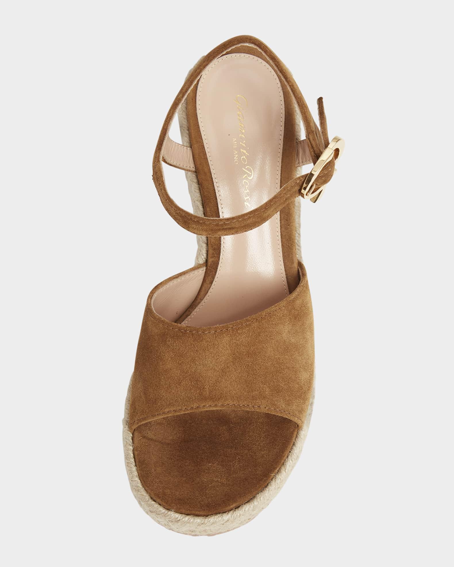 Suede Wedge Ankle-Strap Espadrilles Product Image