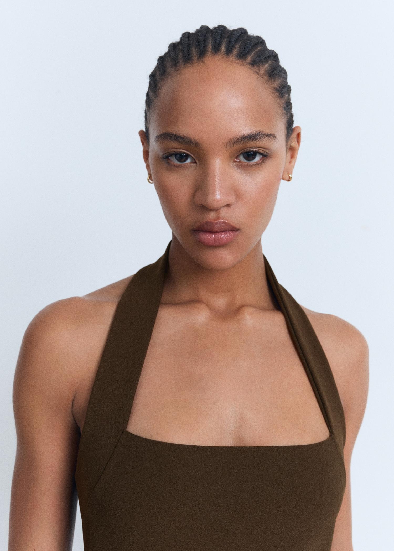 Long halter-neck dress - Women | MANGO USA Product Image