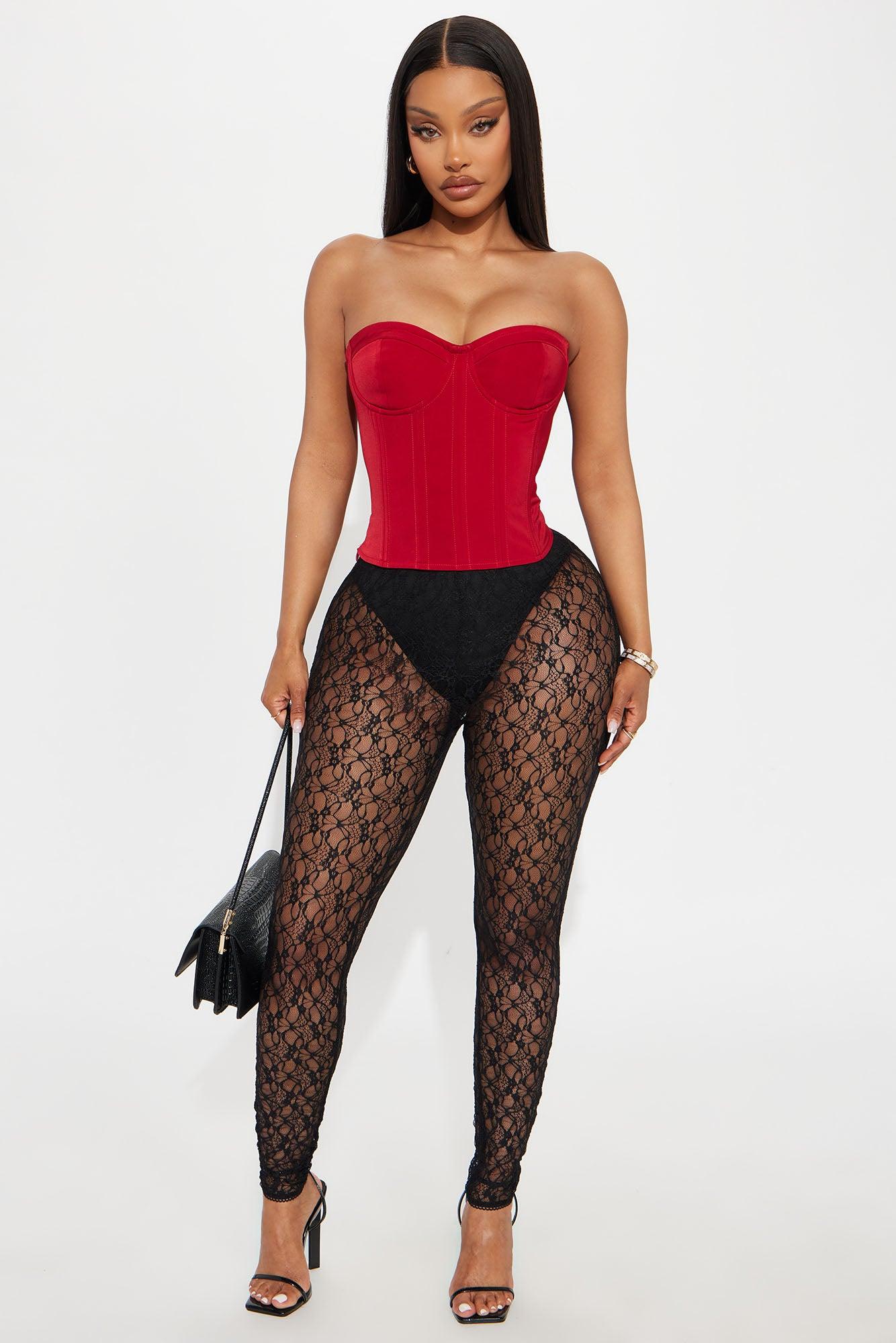 In My Element Lace Up Corset Top - Red Female Product Image