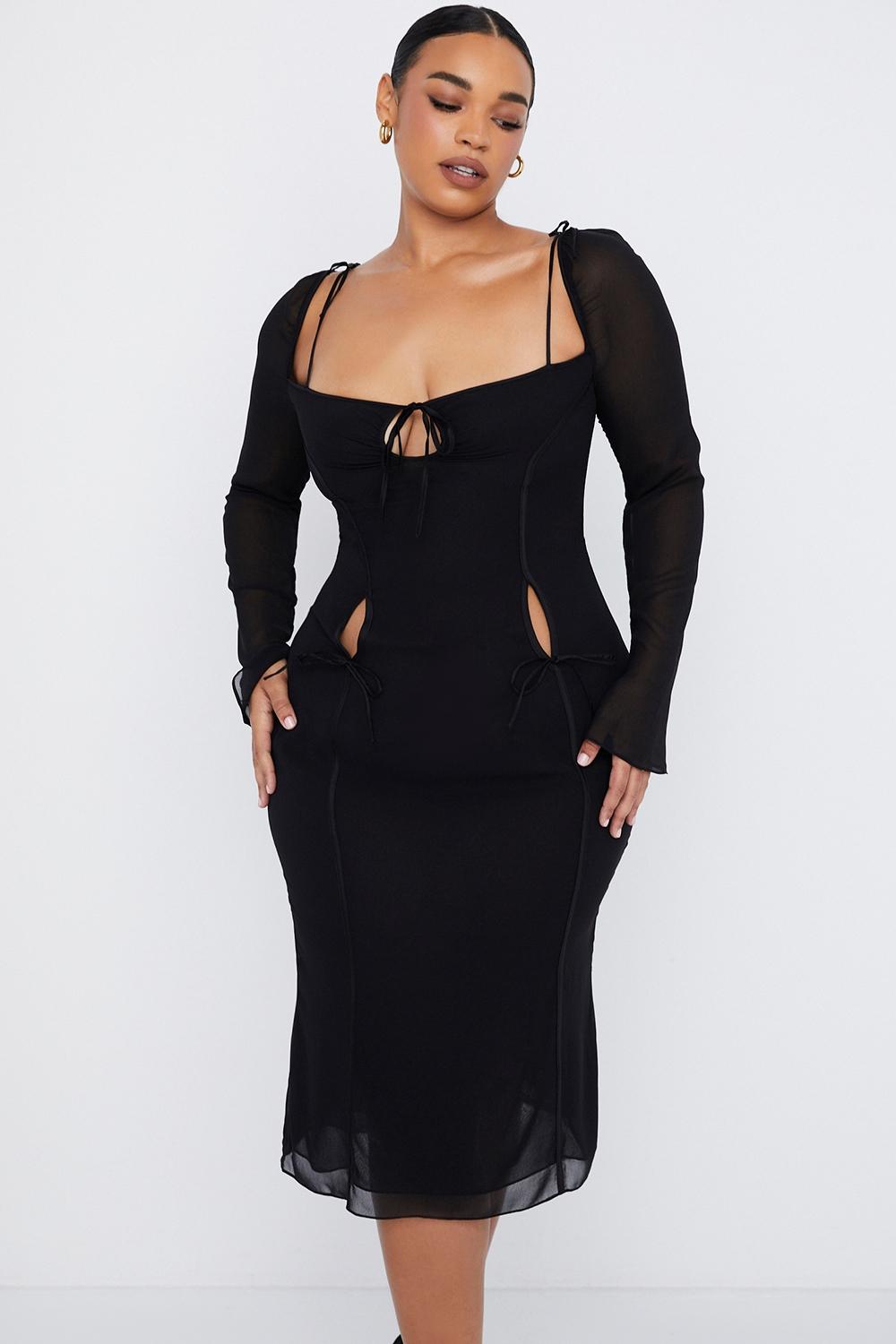 Ophelia  black cutout midi dress Product Image