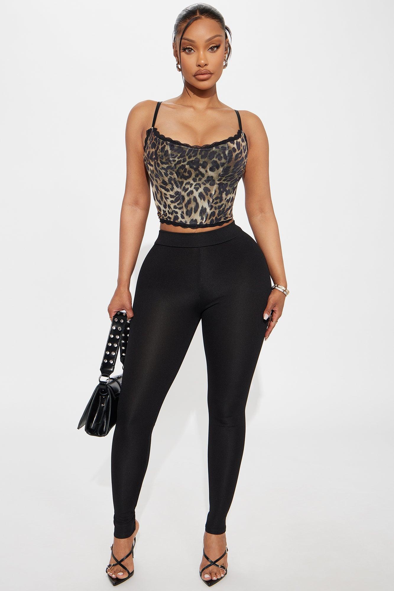 Striking Babe Mesh Corset Top - Leopard Female Product Image