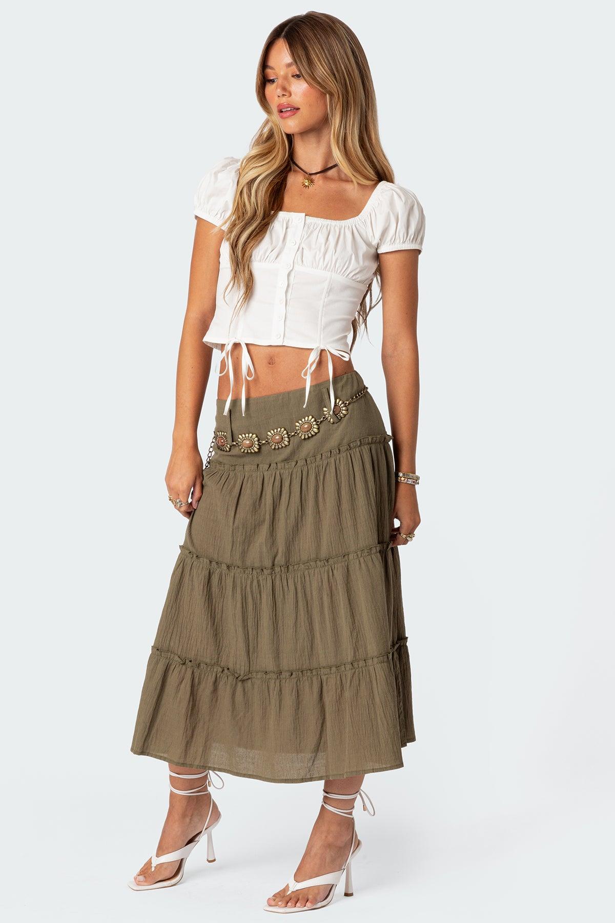 Melinda Tiered Midi Skirt Product Image