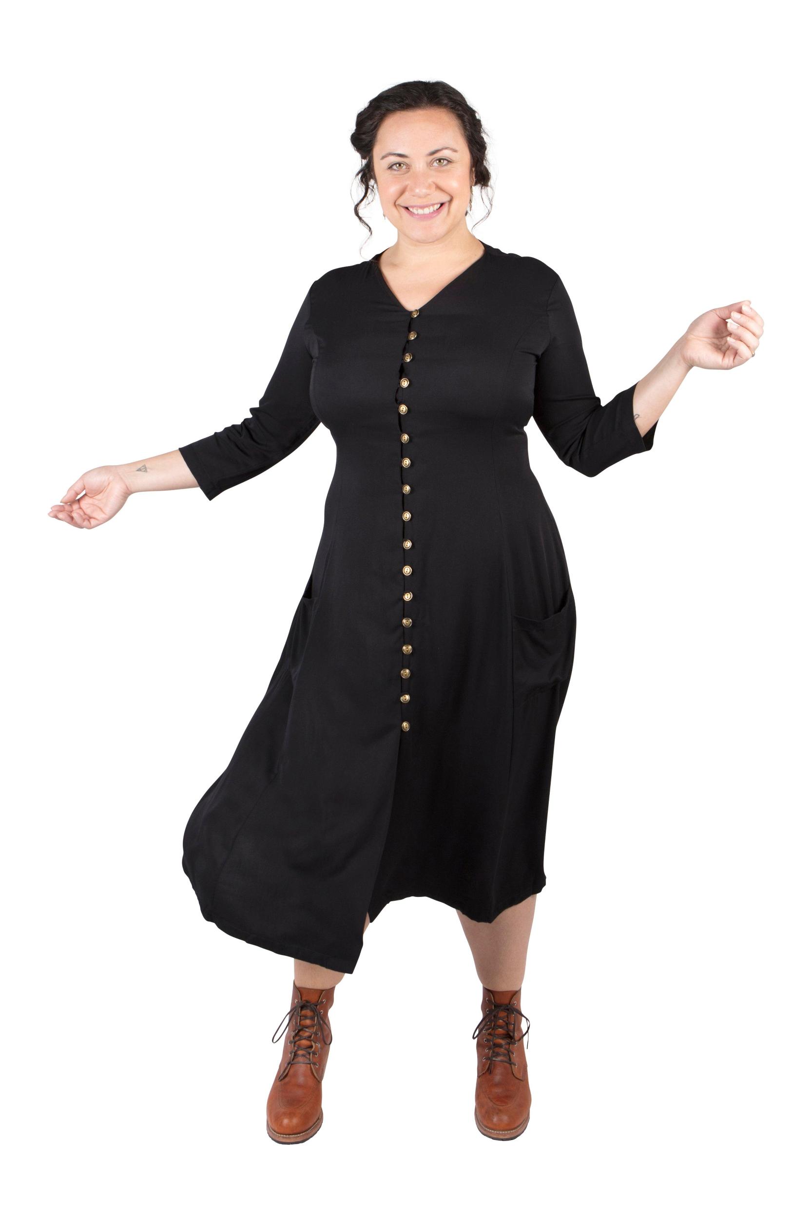 Fiona Dress in Black Challis Product Image