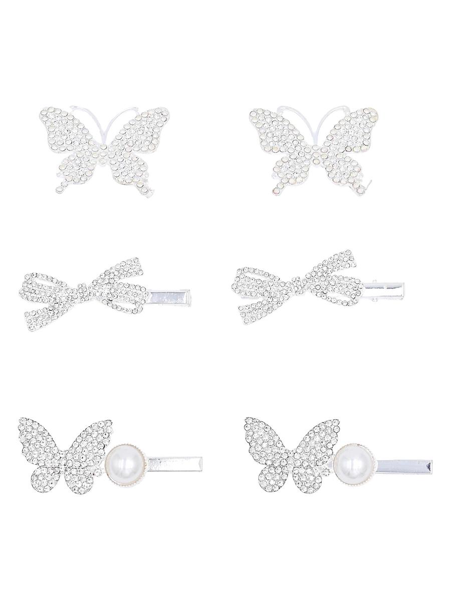 Womens 6-Piece Crystal Hair Clip Set Product Image