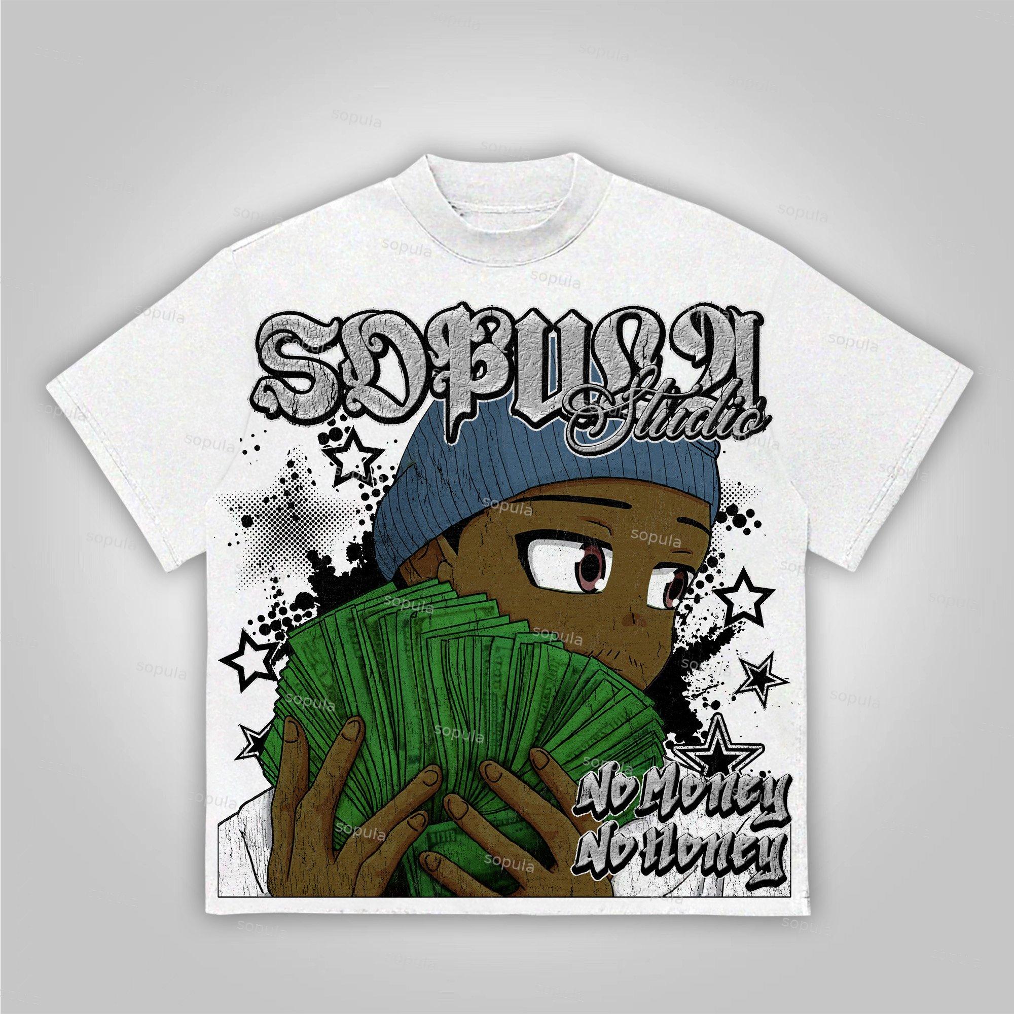 Sopula Street No Money No Honey Graphics Cotton T-Shirt Product Image