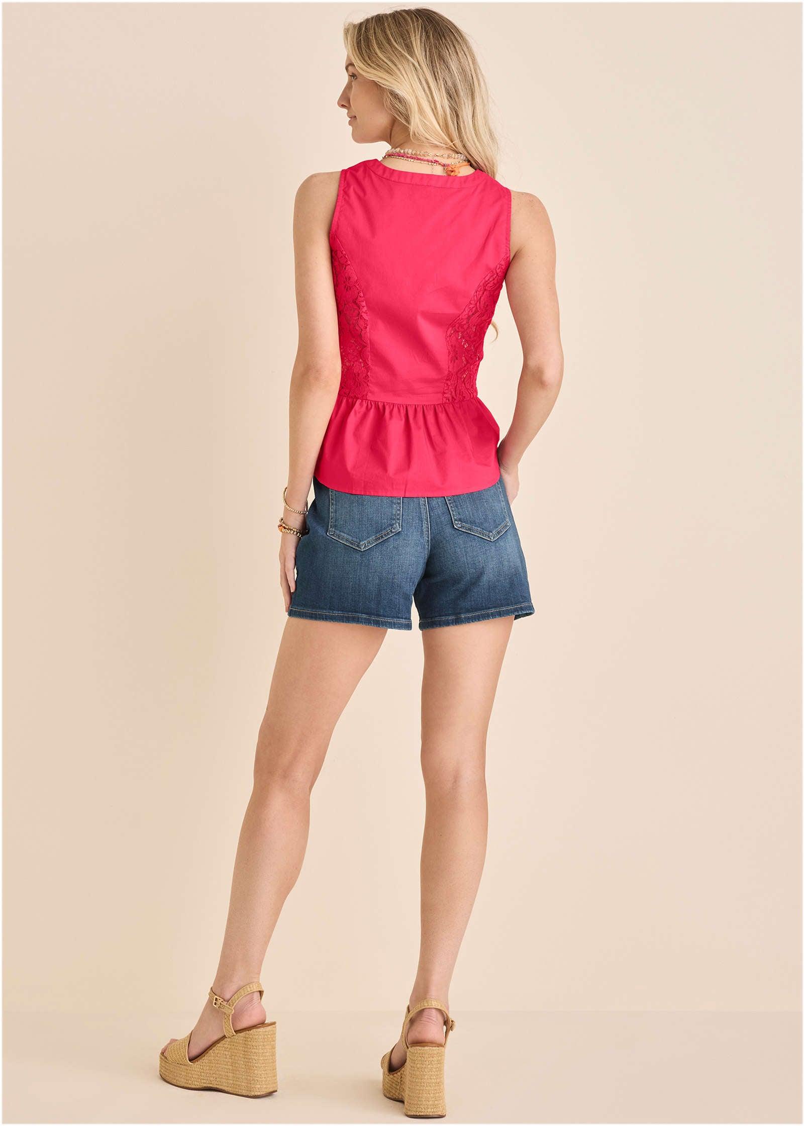 Lacquared Lace Tank - Azalea Product Image
