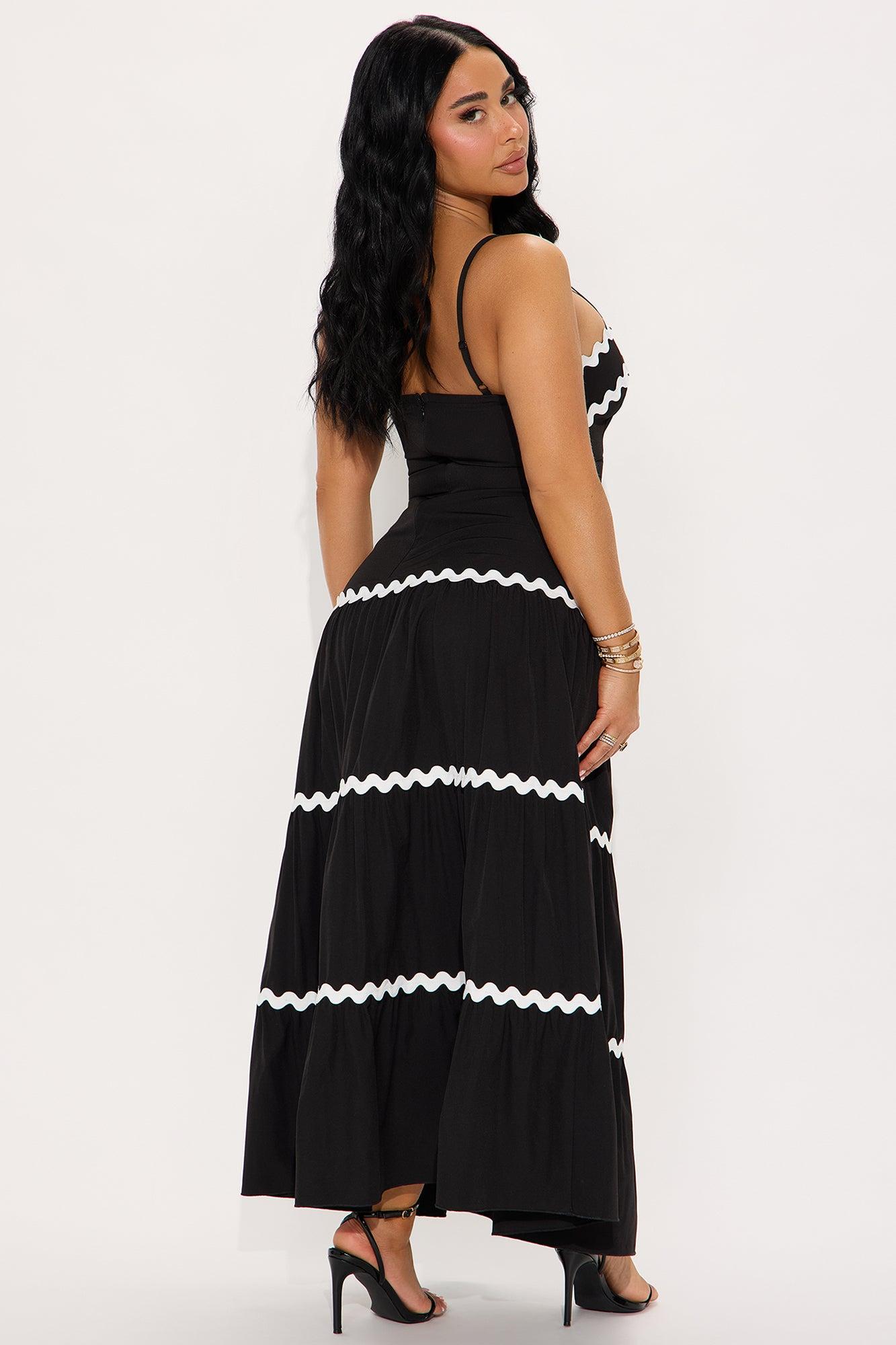 Josie Contrast Maxi Dress - Black/White Product Image