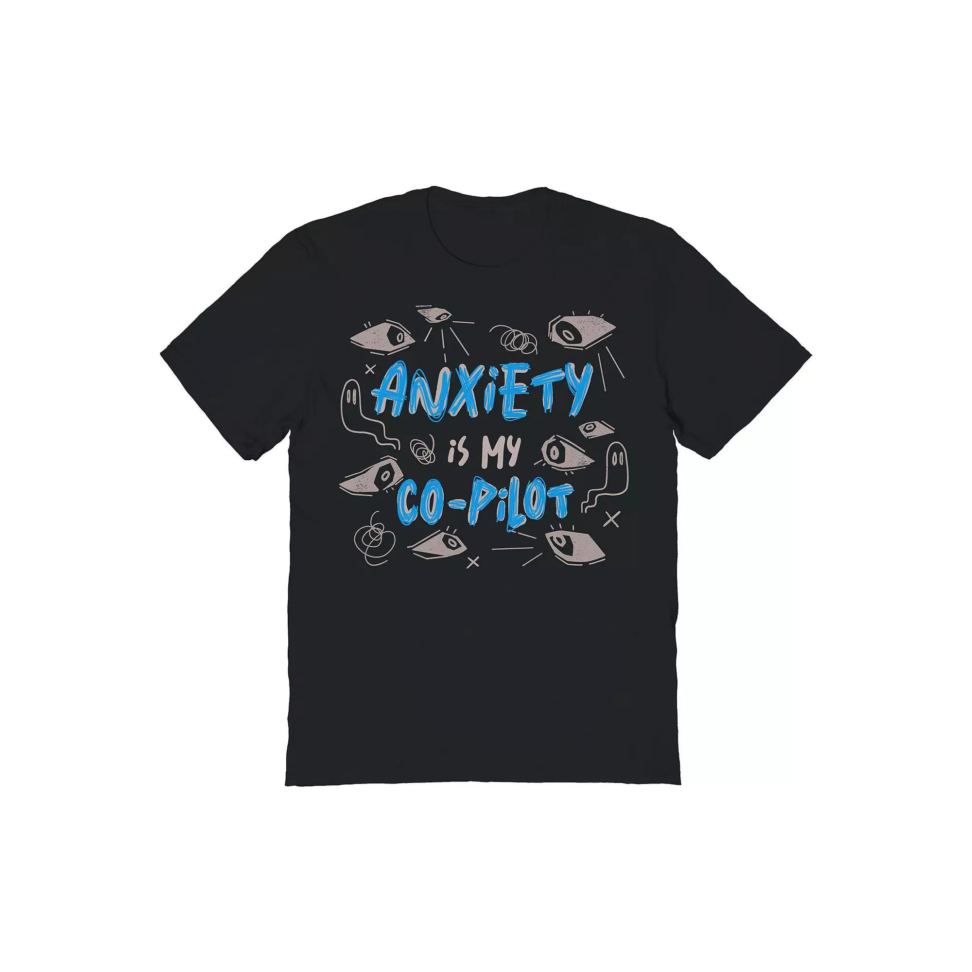 Men's COLAB89 by Threadless Anxiety Is My Co Pilot Graphic Tee, Size: Large, Black Product Image