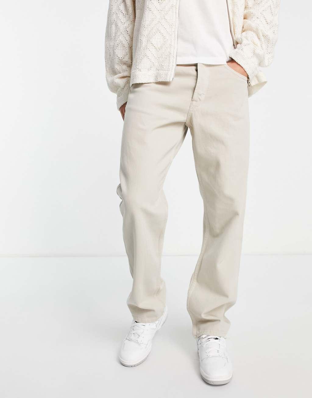 Only & Sons Edge loose fit jeans in off white Product Image
