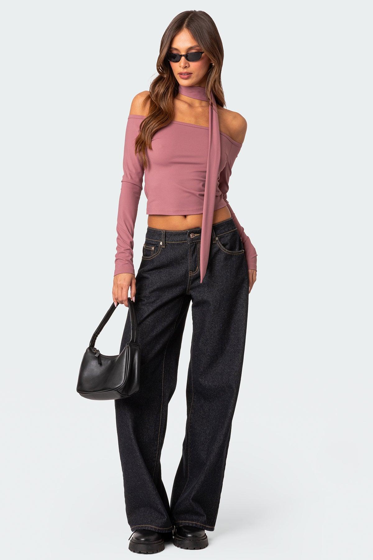 Off Shoulder Two Piece Scarf Top Product Image