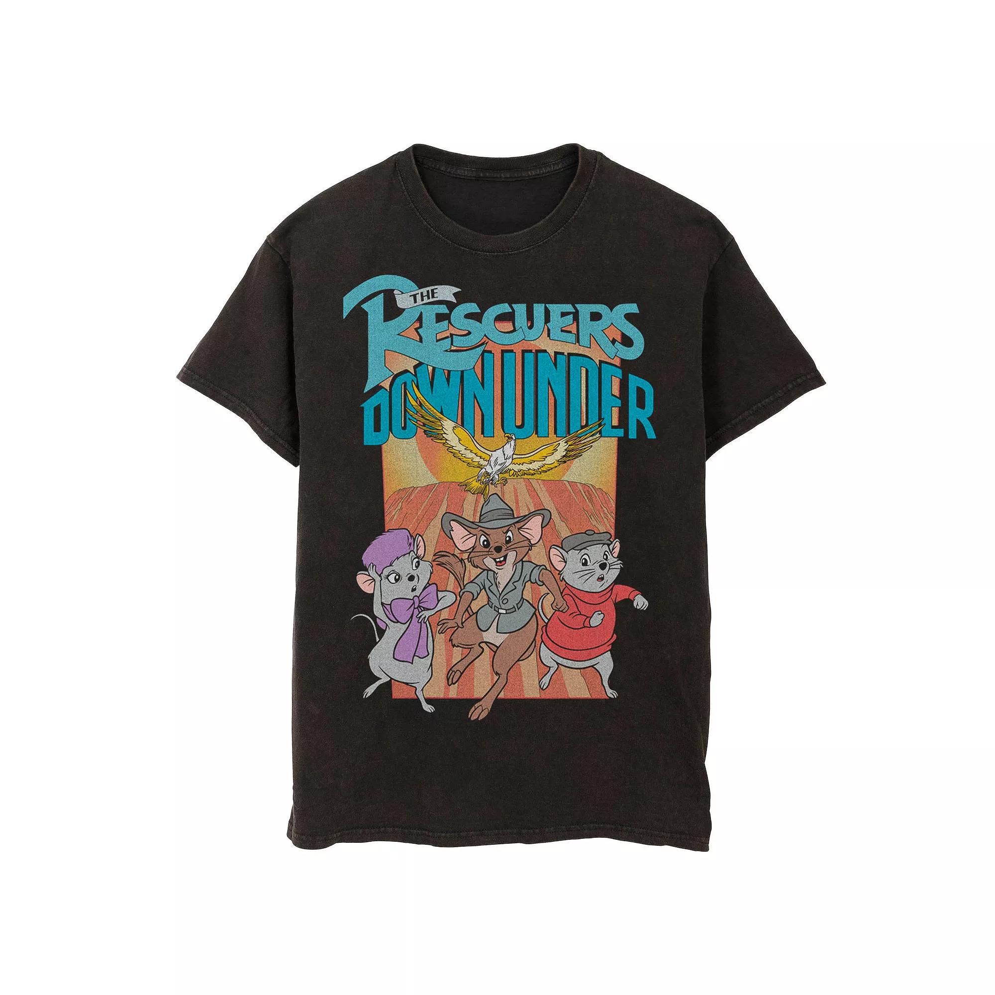Disneys The Rescuers Down Under Mens Down Under Movie Poster Mineral Wash Graphic Tee Product Image