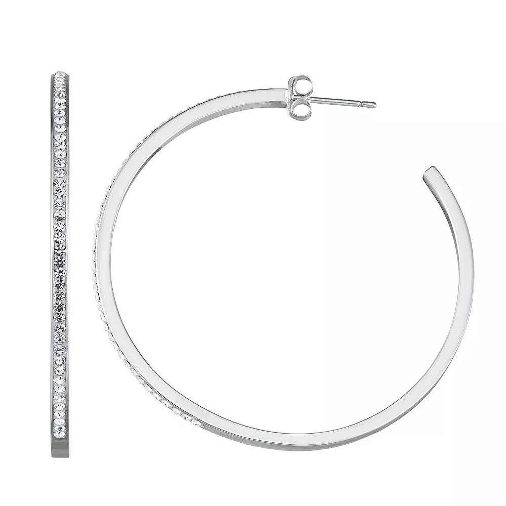 Chrystina Crystal Round Hoop Earrings, Women's, Silver Tone Product Image