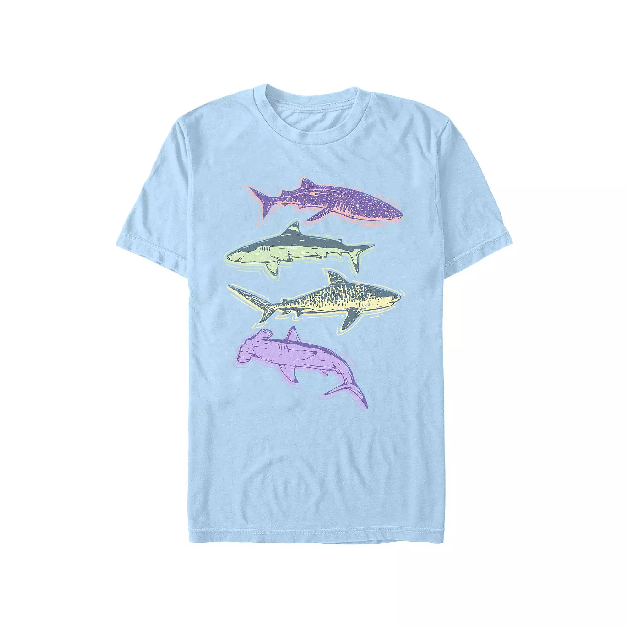 Men's Colorful Sharks Graphic Tee,  Product Image