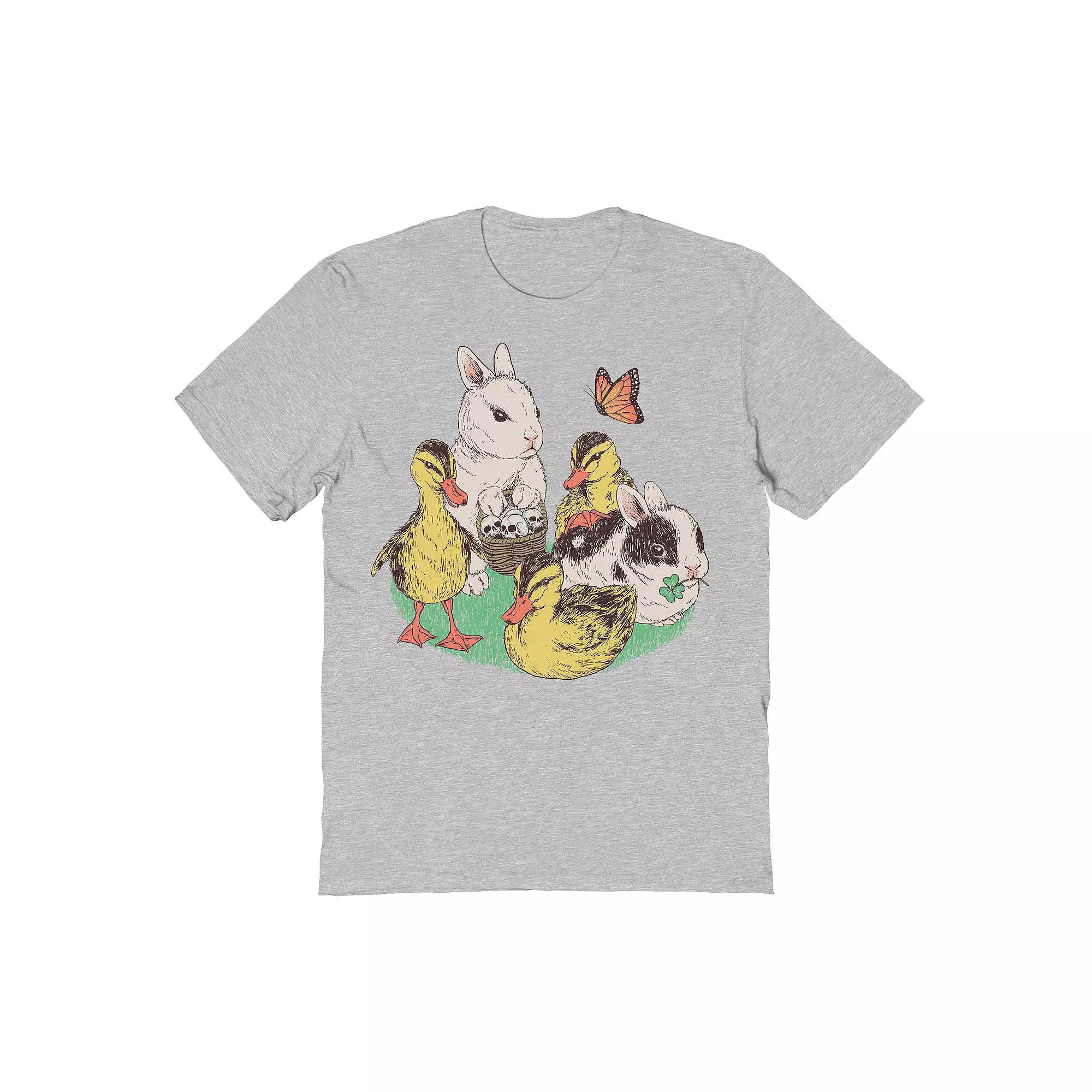 Men's Bunnies and Duckies Easter Graphic Tee, Size: Large, Sport Gray Product Image