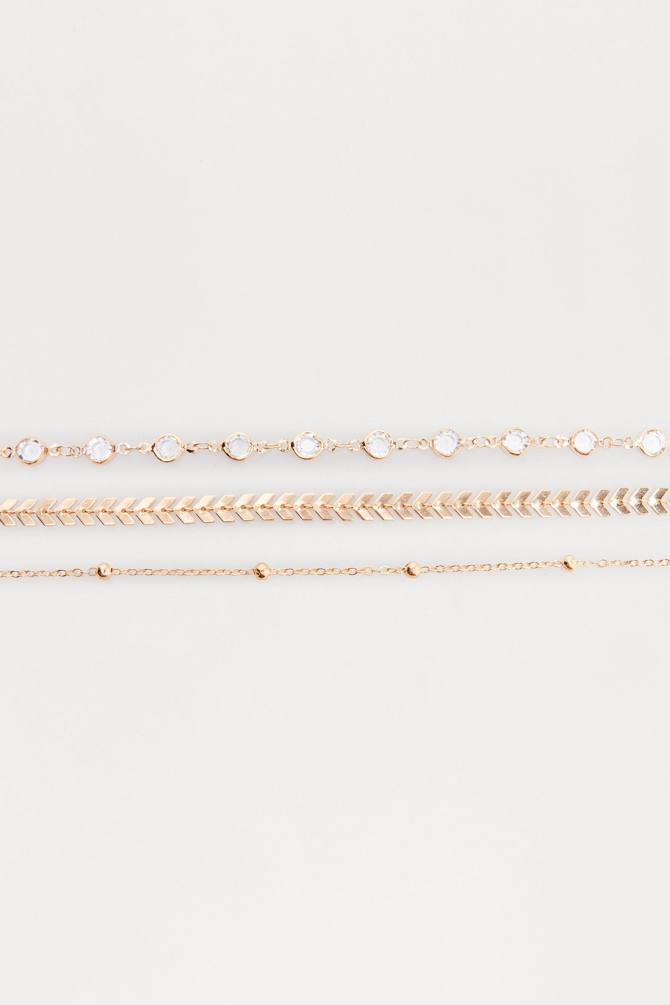 Clear Skies 3 Piece Anklet Set - Gold Female Product Image