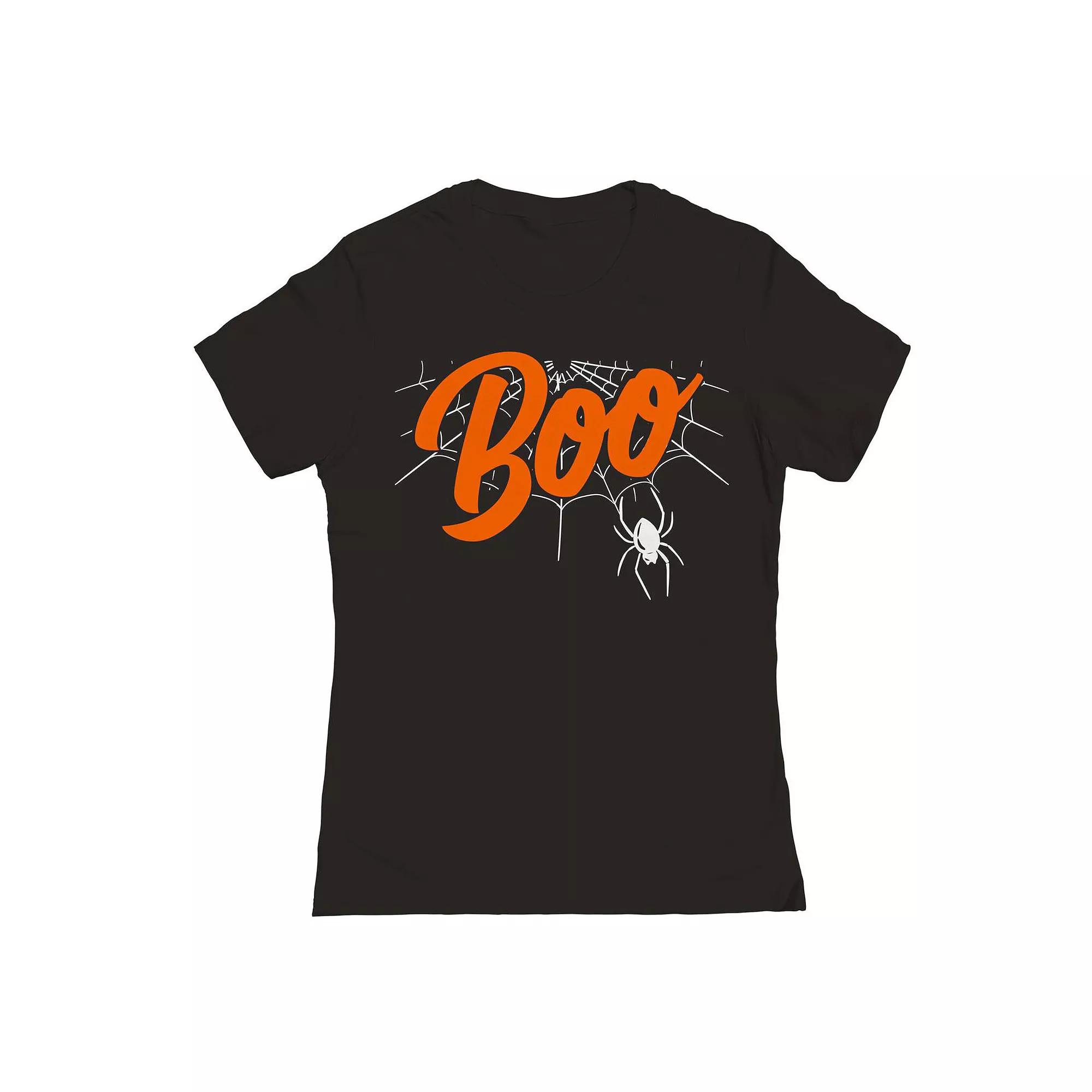 Juniors Boo Spiderweb Halloween Graphic Tee, Girls Product Image