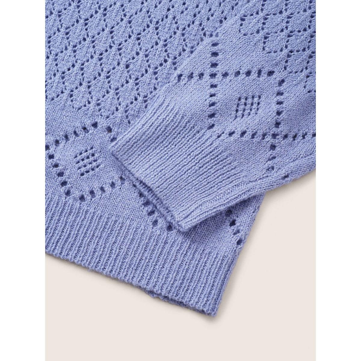 Plus Size Supersoft Essentials Geometric Hollow Out Cardigan BlueViolet Women Casual Long Sleeve Everyday Cardigans BloomChic 28/5X Product Image