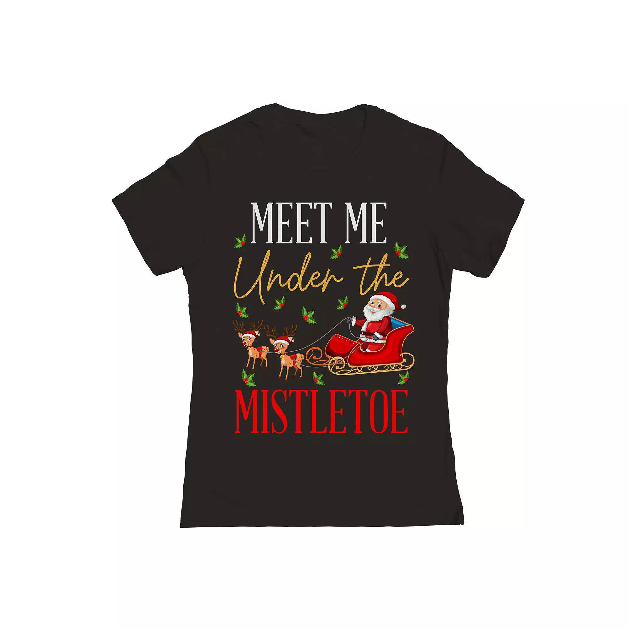 Junior's Christmas Mistletoe Graphic Tee, Women's,  Product Image