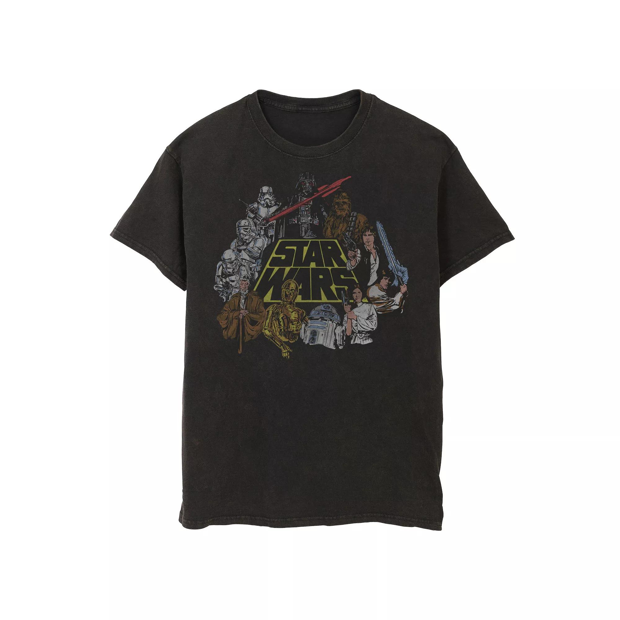 Men's Star Wars Classic Characters Cast Line Art Graphic Tee, Size: Small, Black Product Image