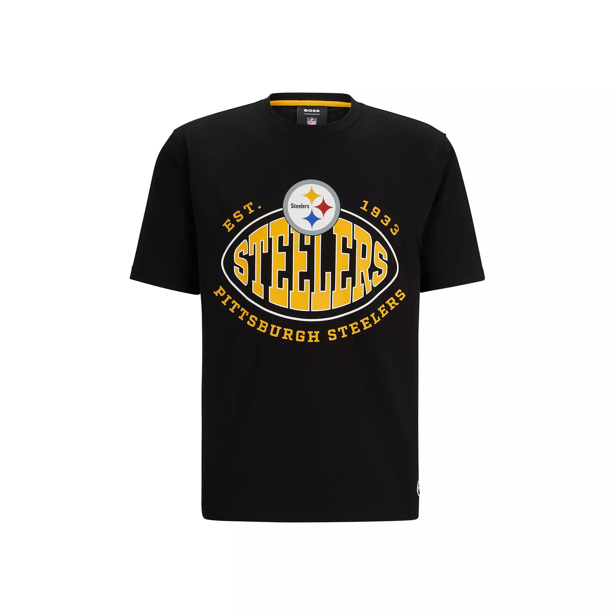 Men's BOSS X NFL Black Pittsburgh Steelers Trap T-Shirt,  Product Image