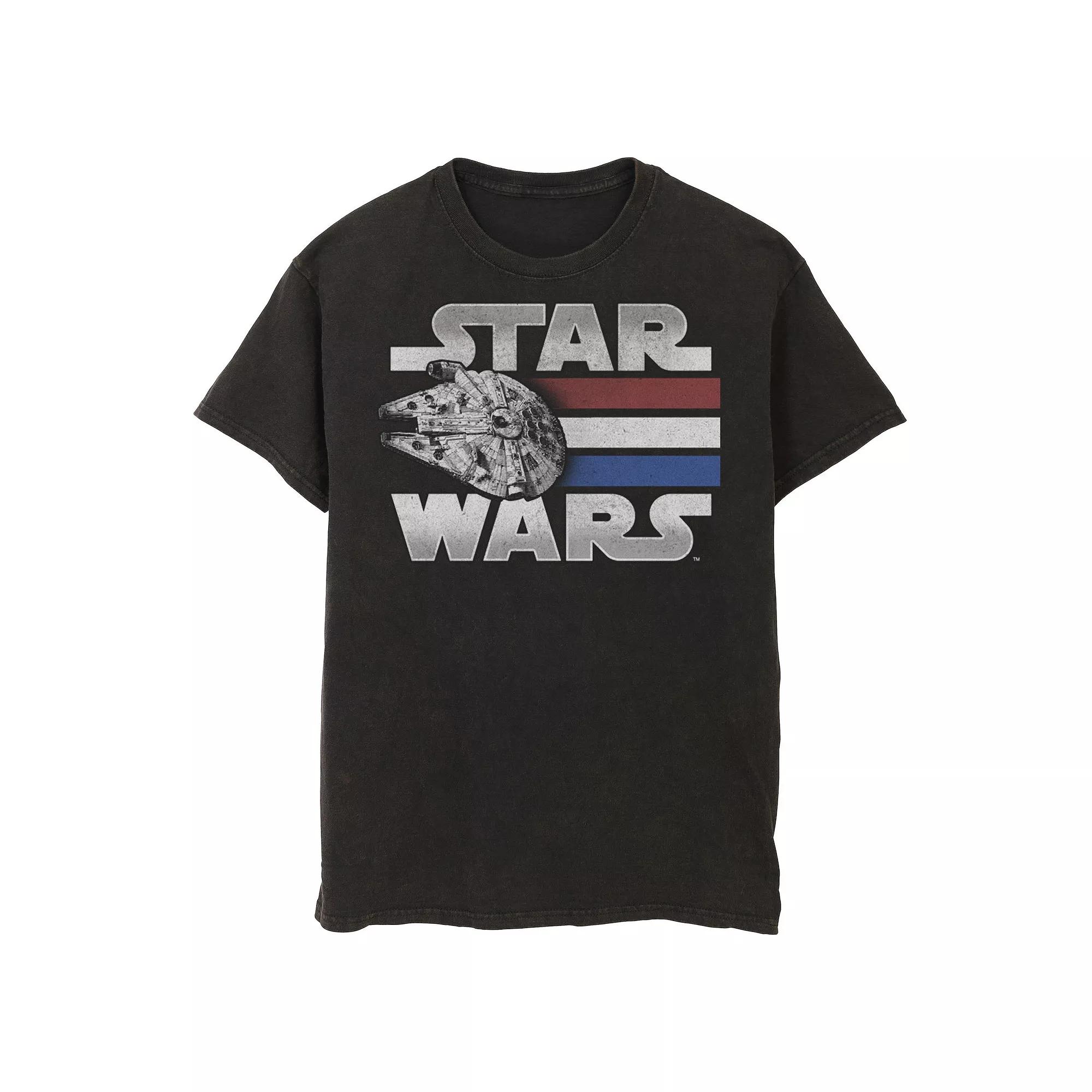 Men's Star Wars Red White Blue Stripes Falcon Tee,  Product Image