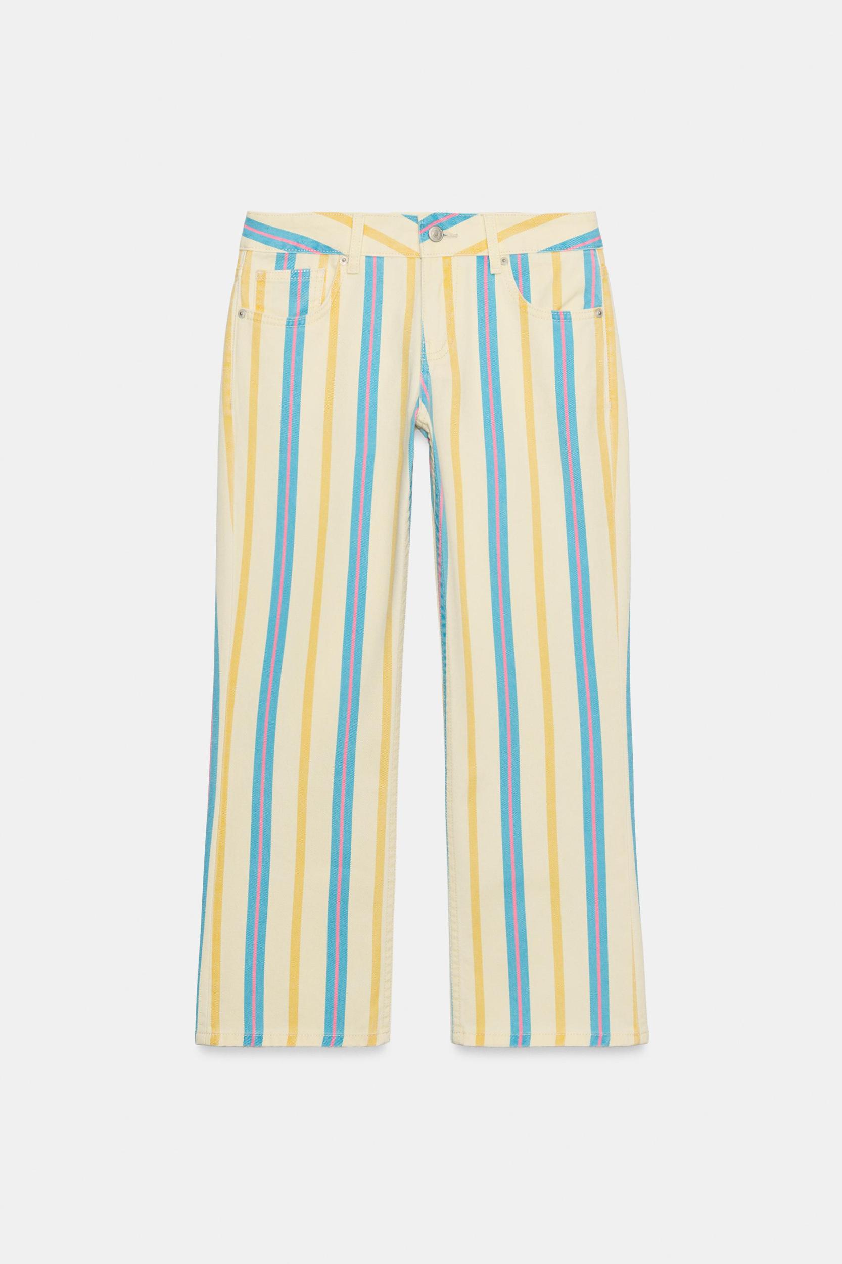 LOW RISE STRIPED STRAIGHT LEG TRF JEANS Product Image