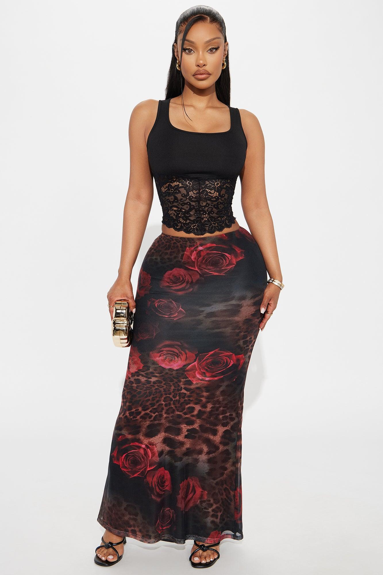 Katalina Ribbed Lace Trim Tank Top - Black Female Product Image