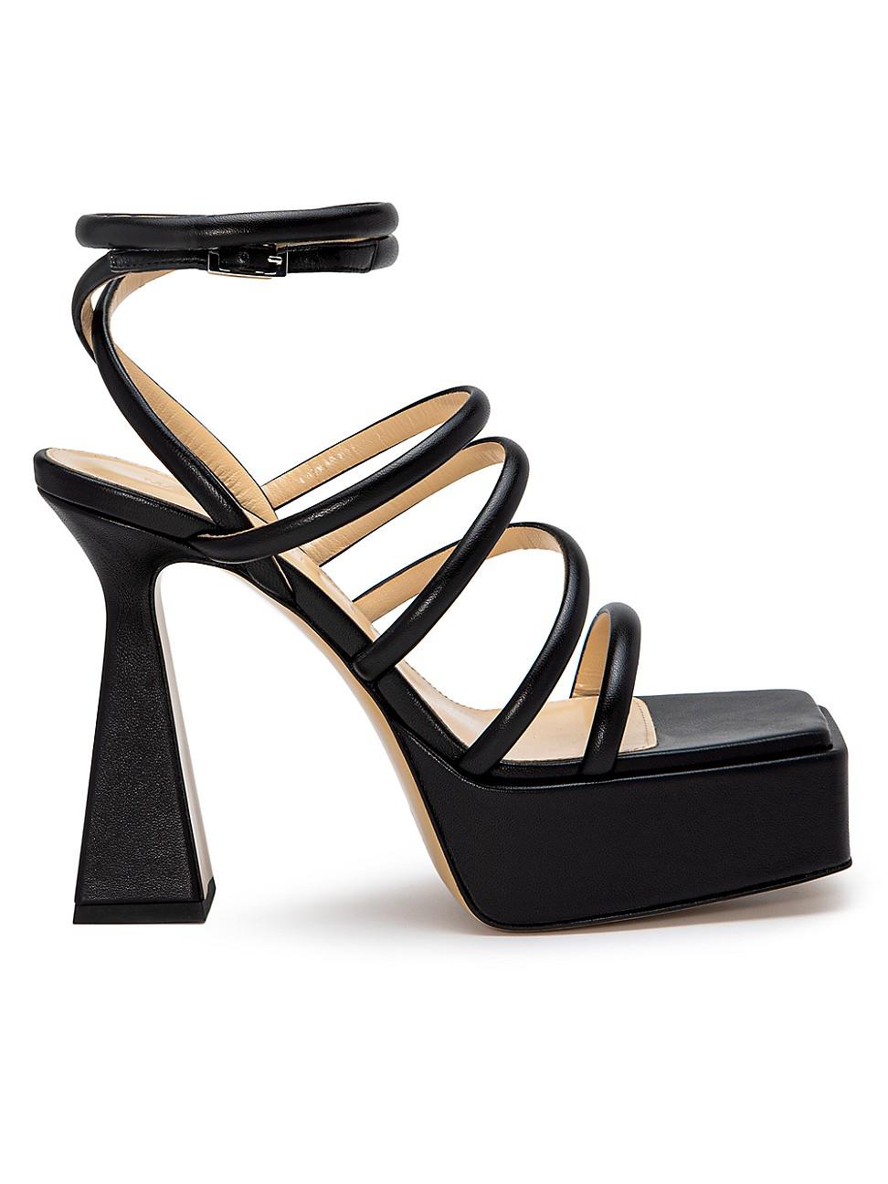 Womens Strappy Leather Platform Sandals Product Image