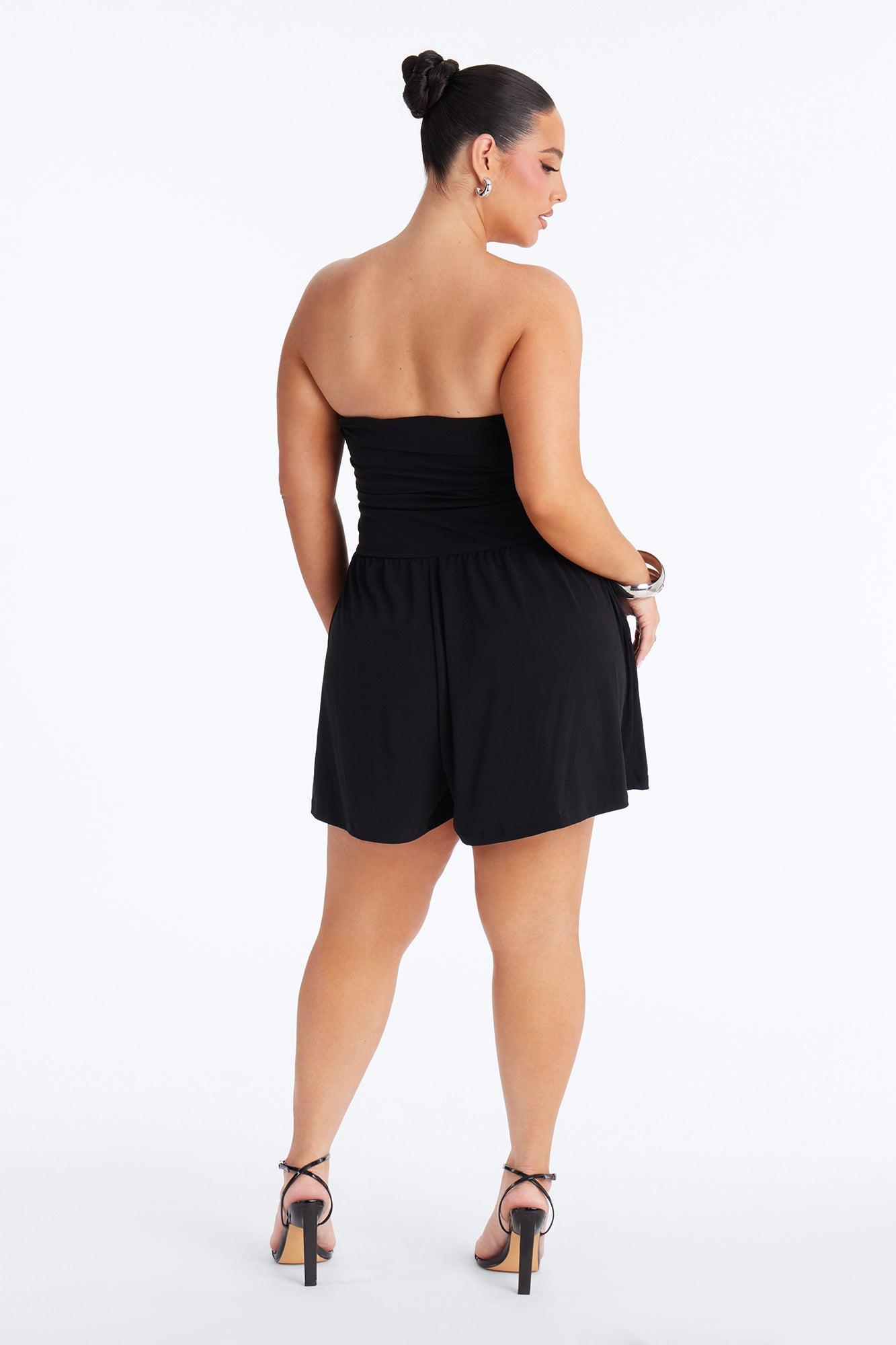 Krisha Strapless Flowy Romper - Black Female Product Image