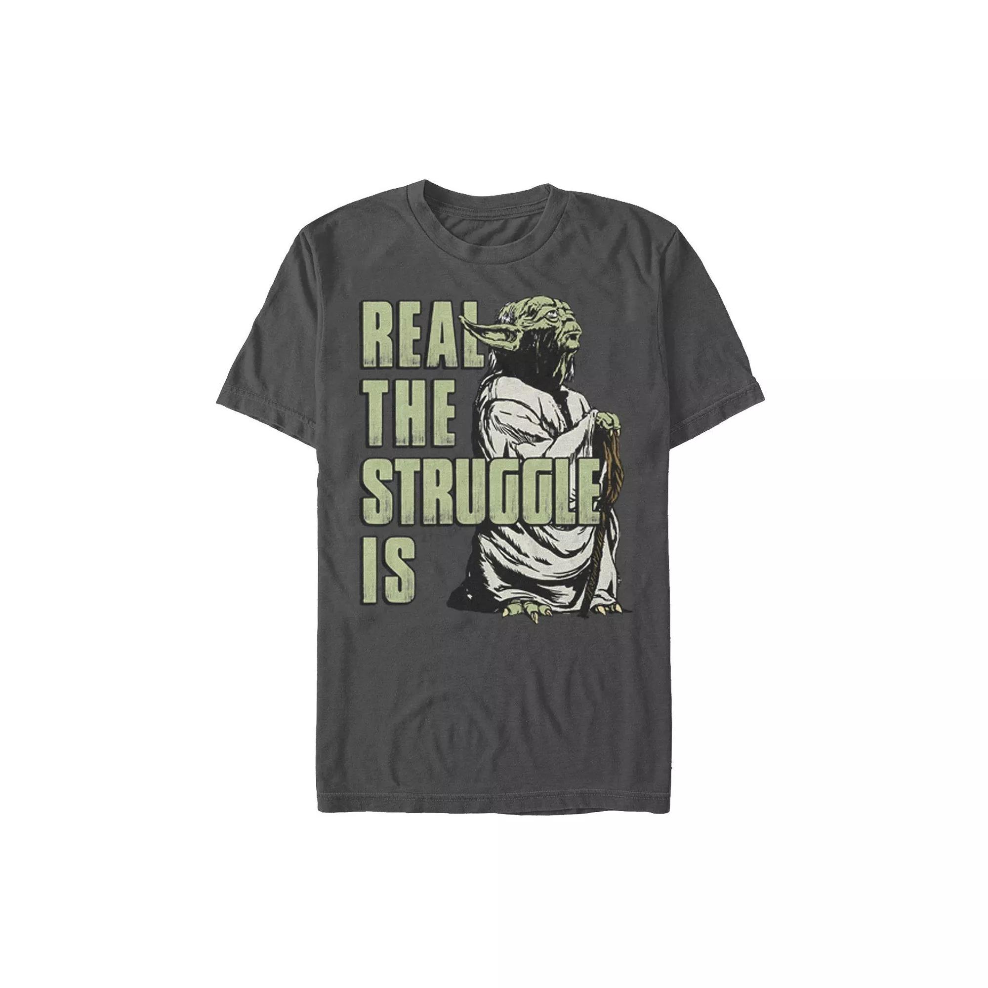 Men's Star Wars Yoda Real The Struggle Vintage Is Tee,  Product Image