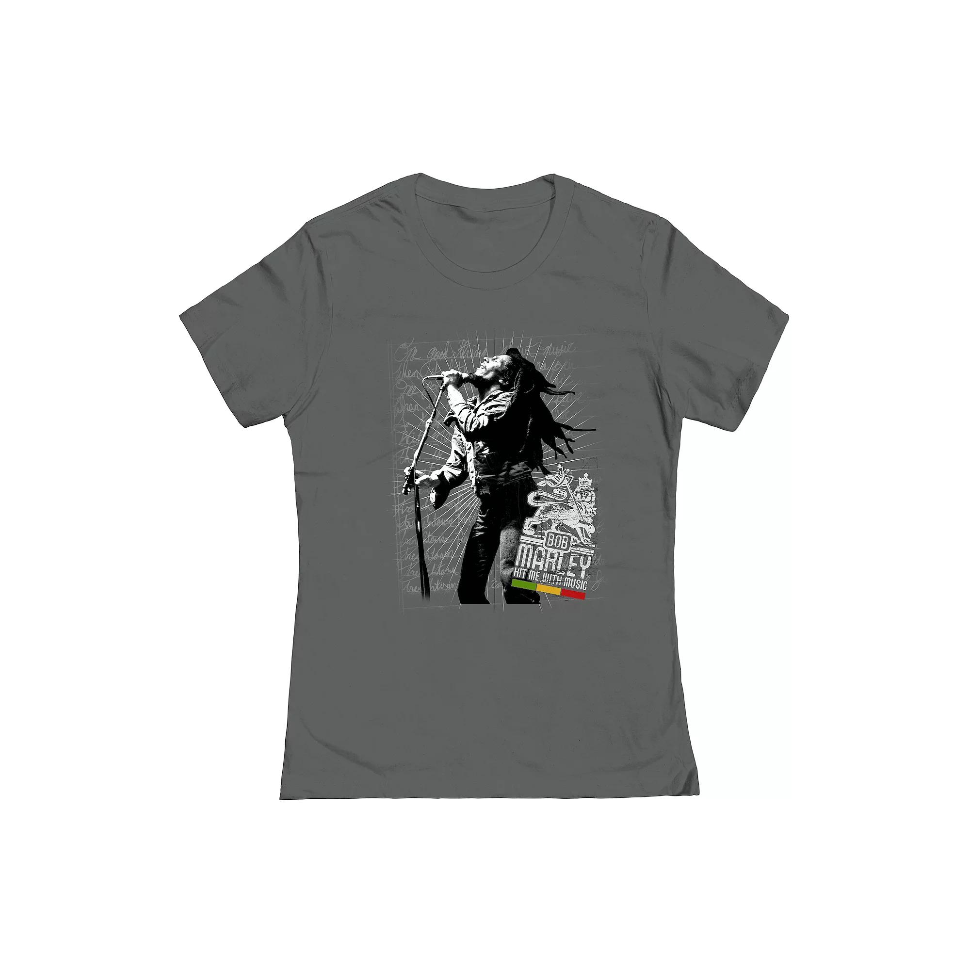 Juniors' Bob Marley Hit Me Graphic Tee, Girl's,  Product Image